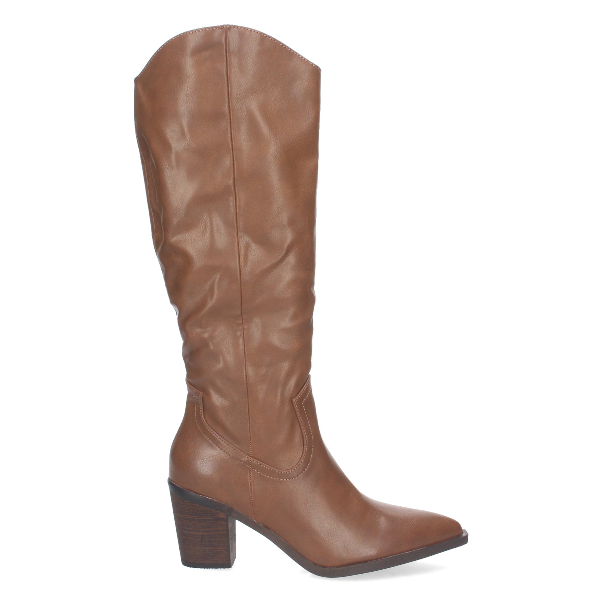 Bota Campera Lisa de Mujer con Caña Arrugada y Punta Fina
