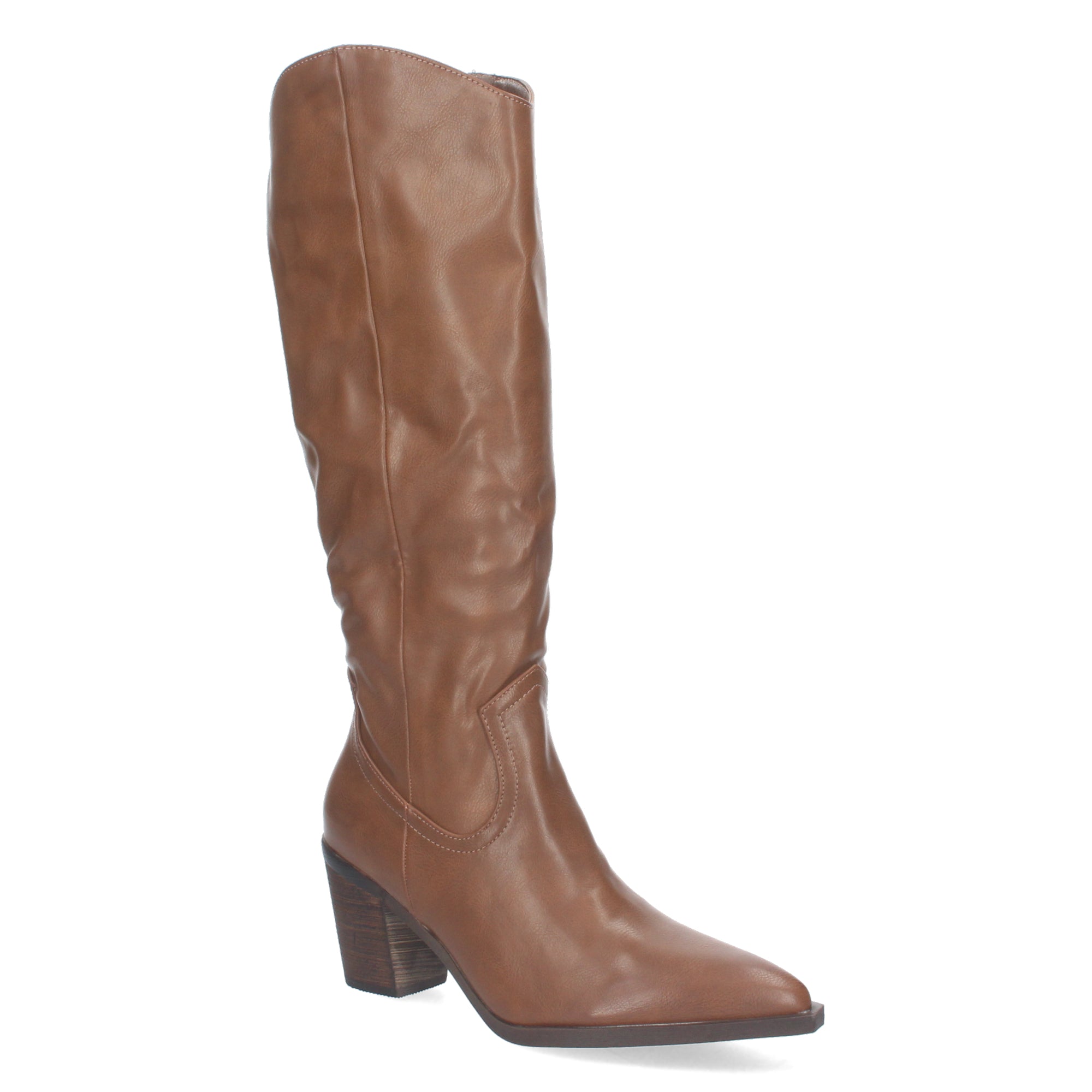 Bota Campera Lisa de Mujer con Caña Arrugada y Punta Fina