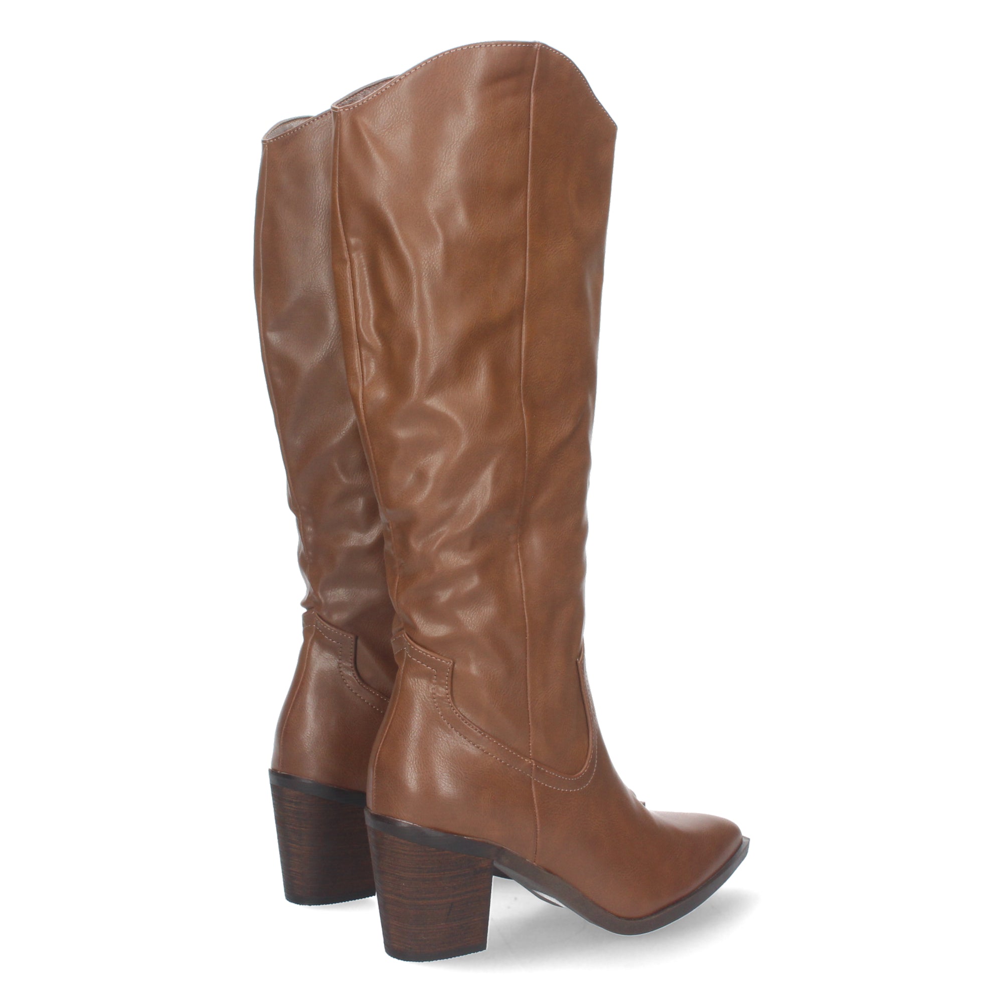 Bota Campera Lisa de Mujer con Caña Arrugada y Punta Fina