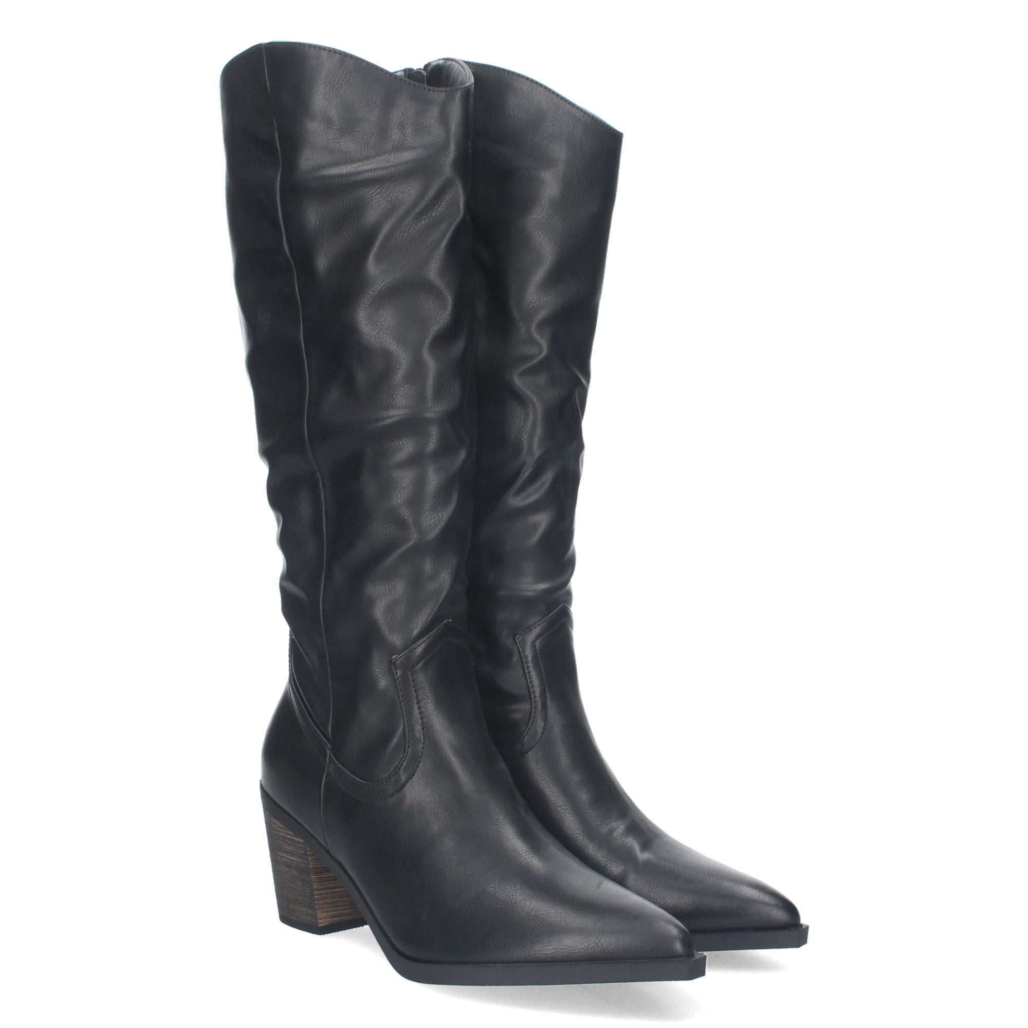 Bota Campera Lisa de Mujer con Caña Arrugada y Punta Fina