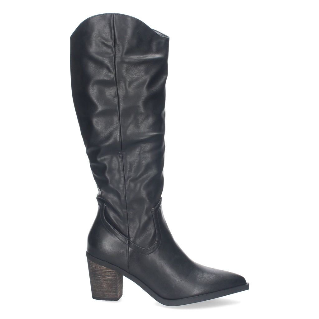 Bota Campera Lisa de Mujer con Caña Arrugada y Punta Fina