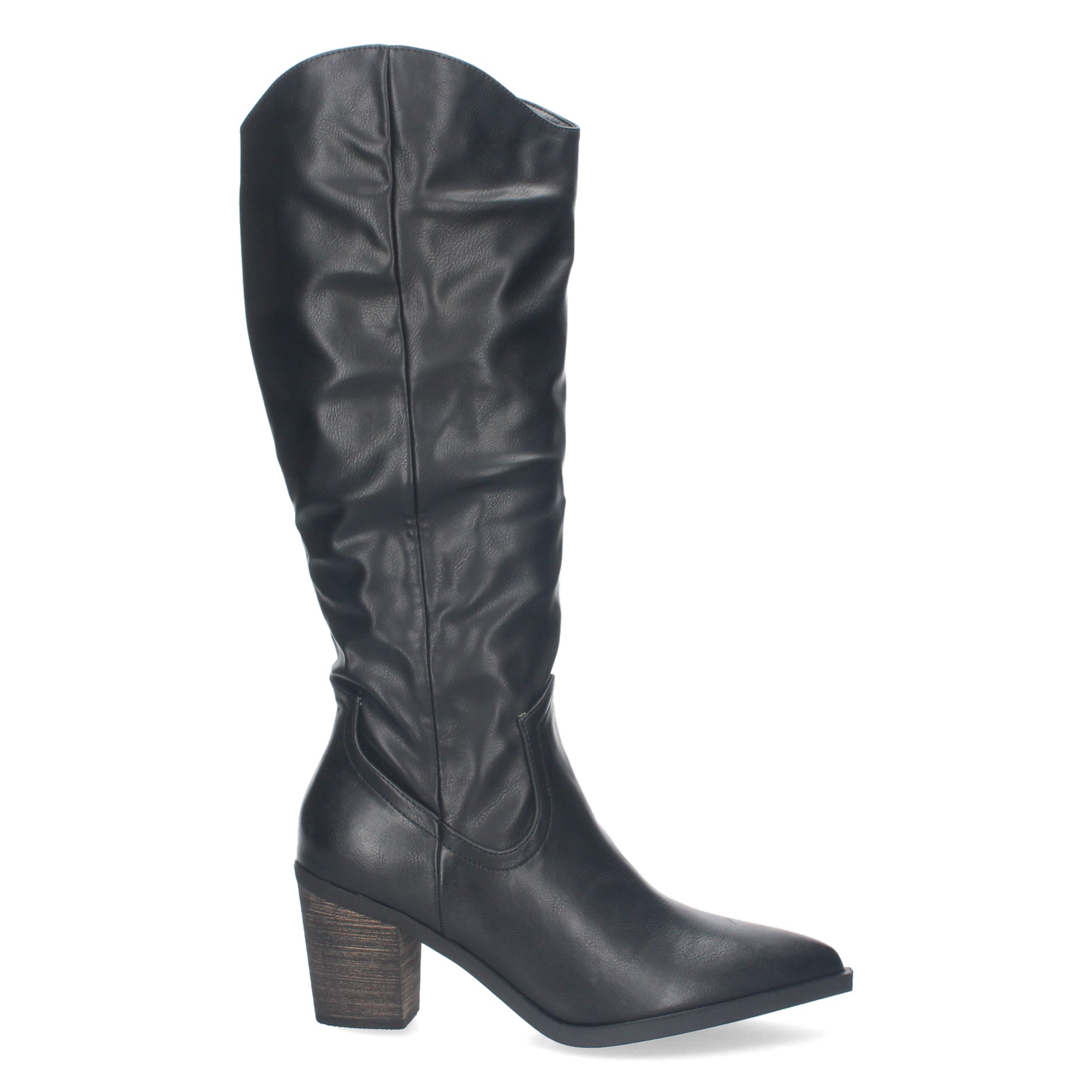 Bota Campera Lisa de Mujer con Caña Arrugada y Punta Fina