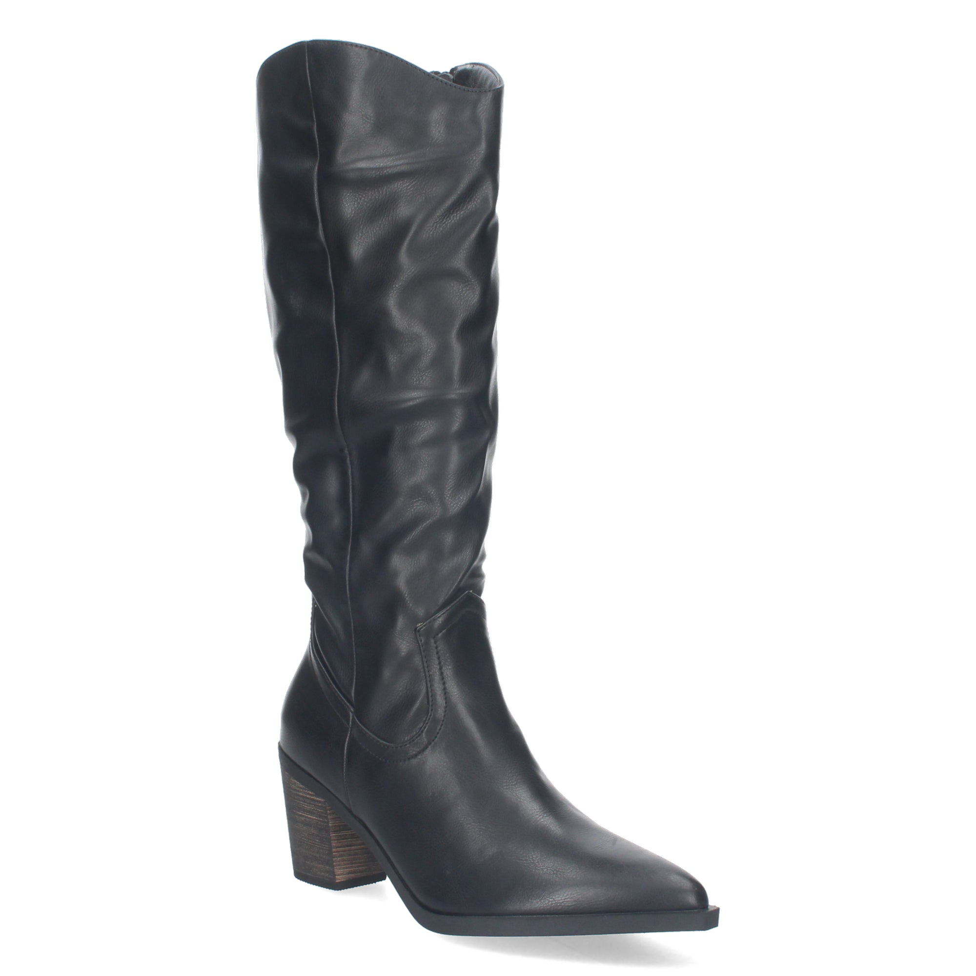 Bota Campera Lisa de Mujer con Caña Arrugada y Punta Fina