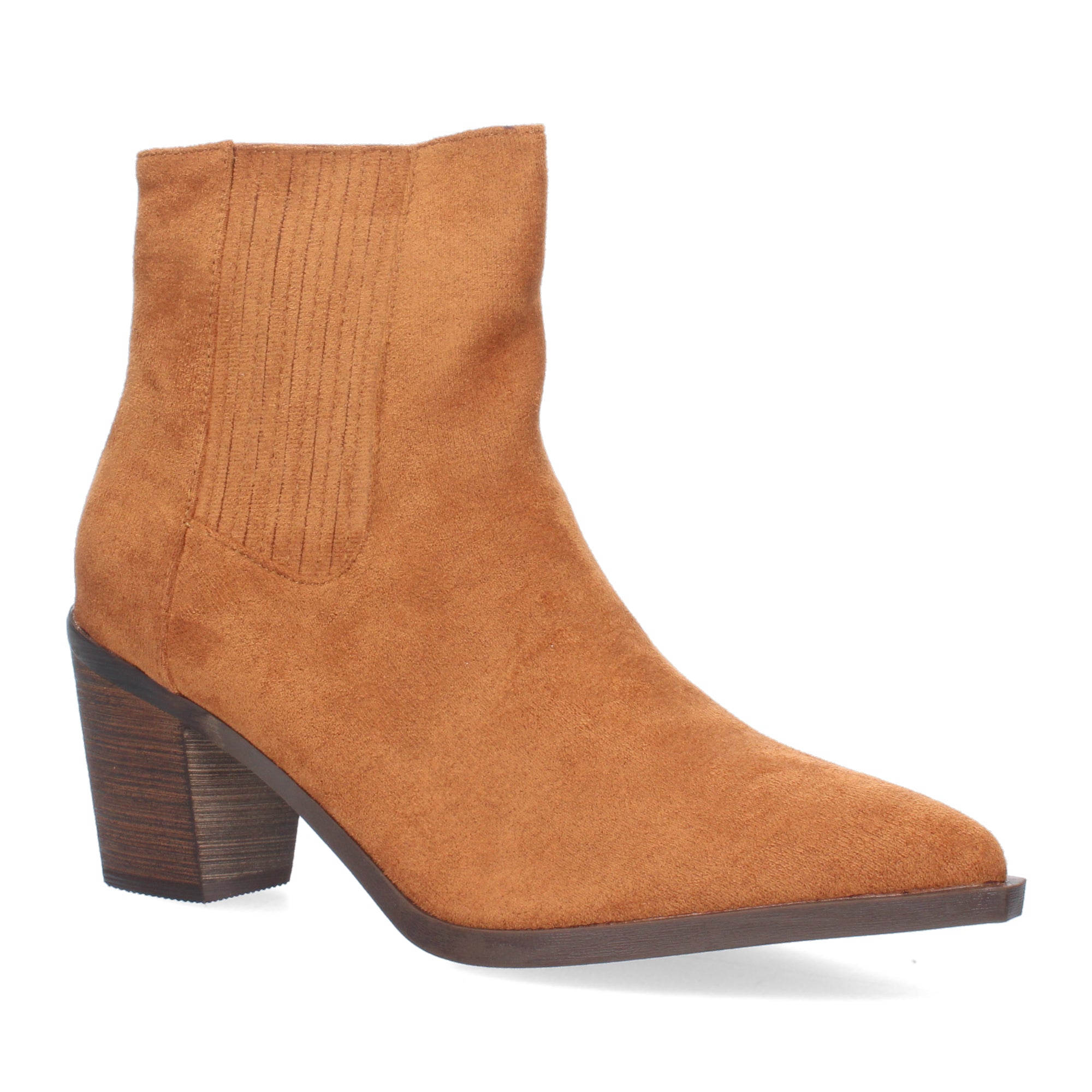 Botin camel con material elástico