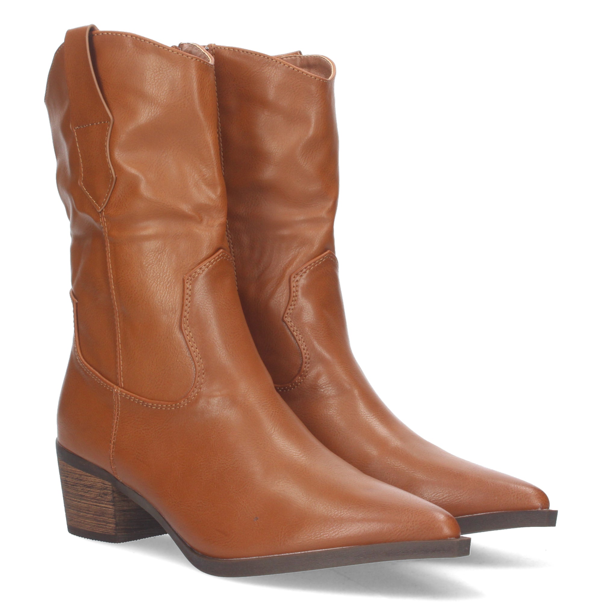 Botin campero camel con cierre cremallera