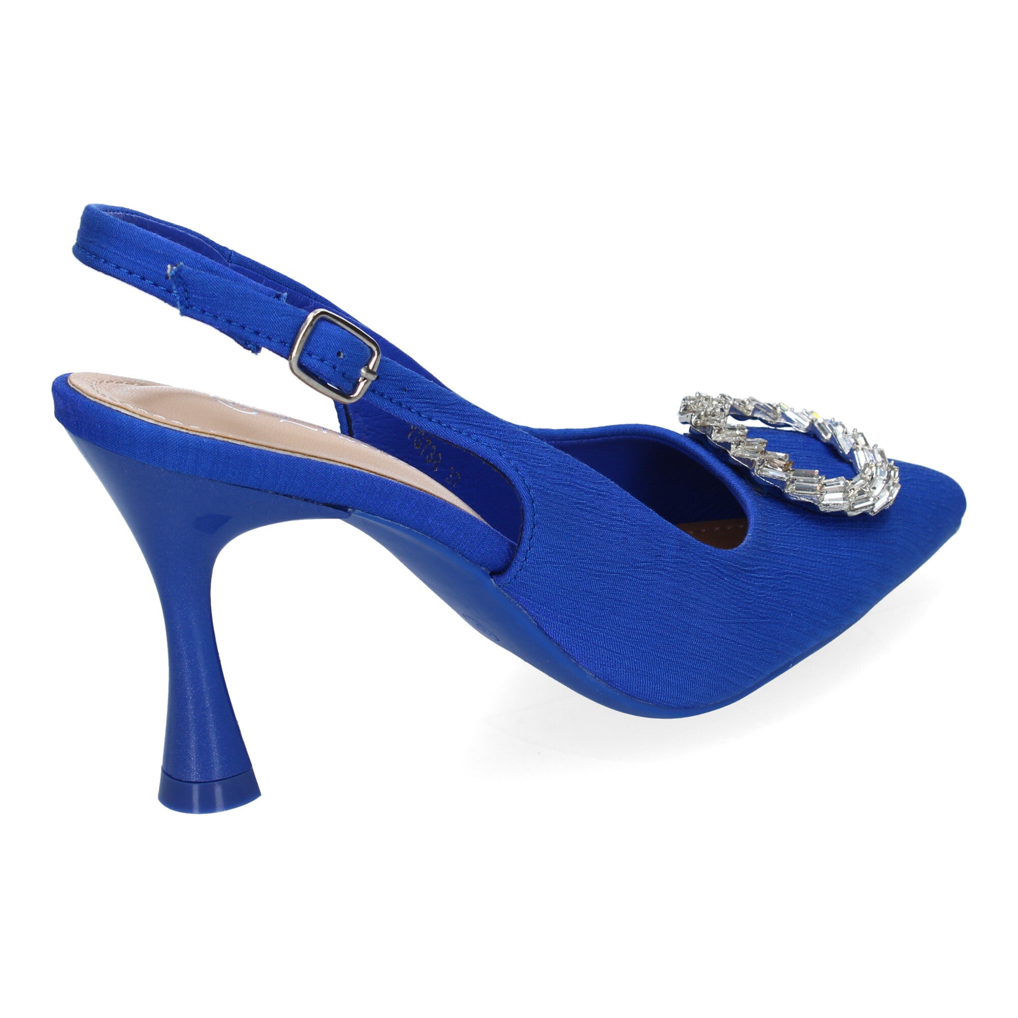 Zapato Moderno  Azul De Salón con Tacon Fino Y Adorno Brillante