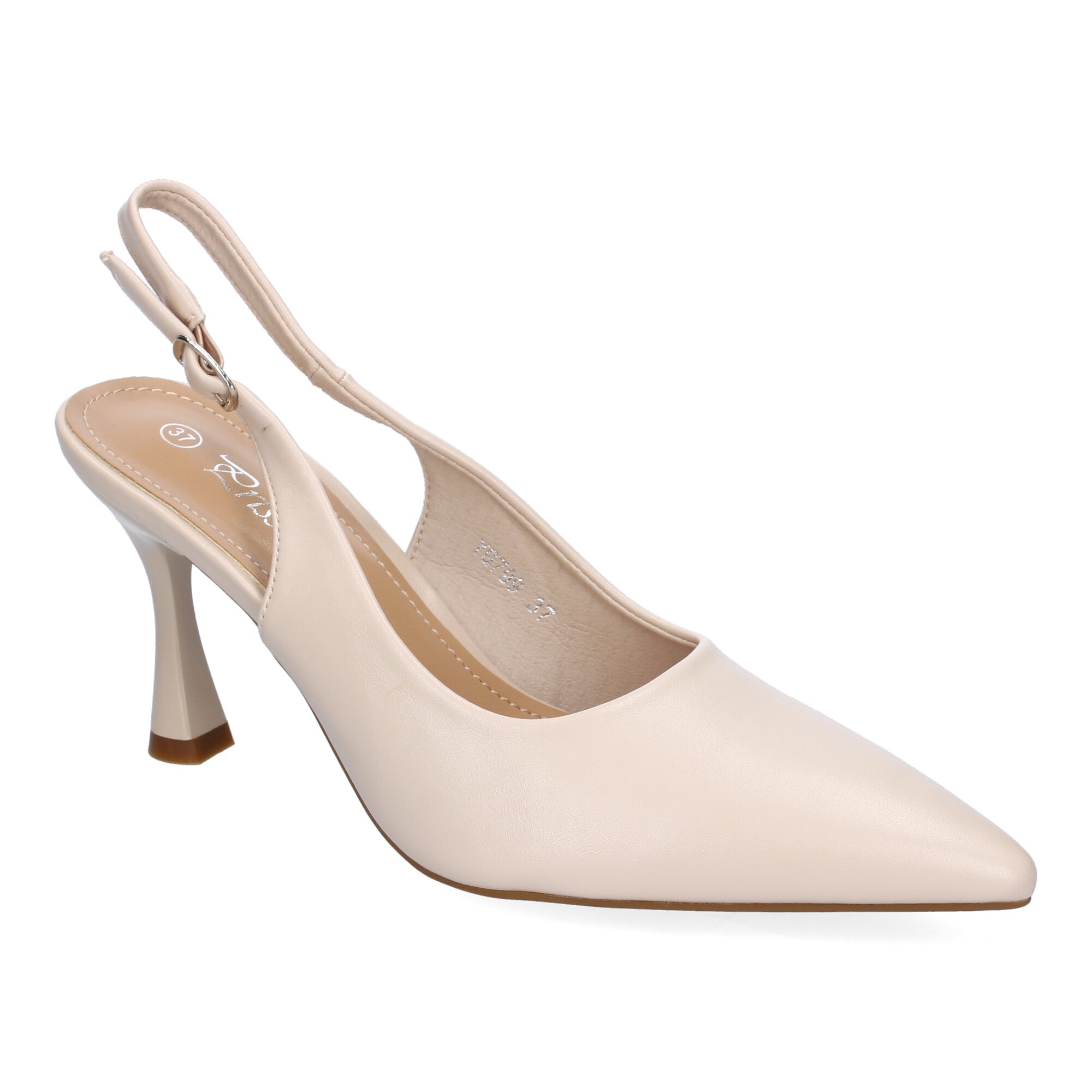 Zapato Beige  Salón con Tacon Fino Y Punta Fina Para Mujer