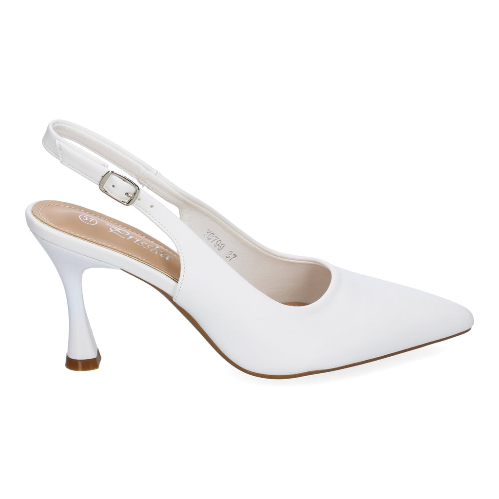 Zapato Blanco  Salón con Tacon Fino Y Punta Fina Para Mujer