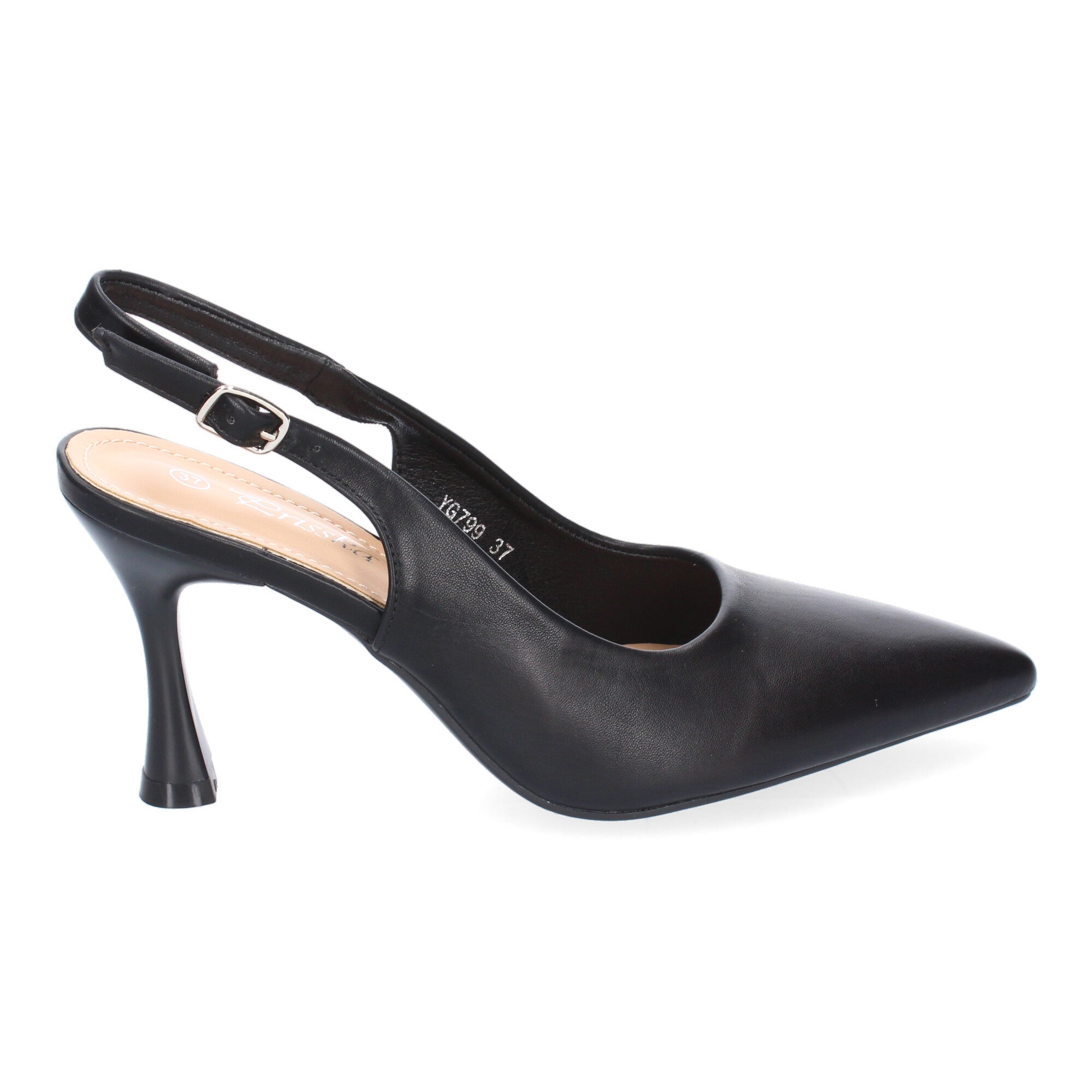 Zapato Negro Salón con Tacon Fino Y Punta Fina Para Mujer