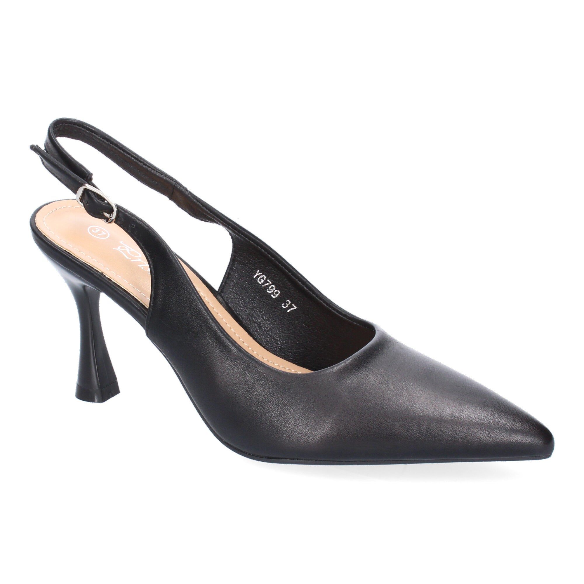 Zapato Negro Salón con Tacon Fino Y Punta Fina Para Mujer