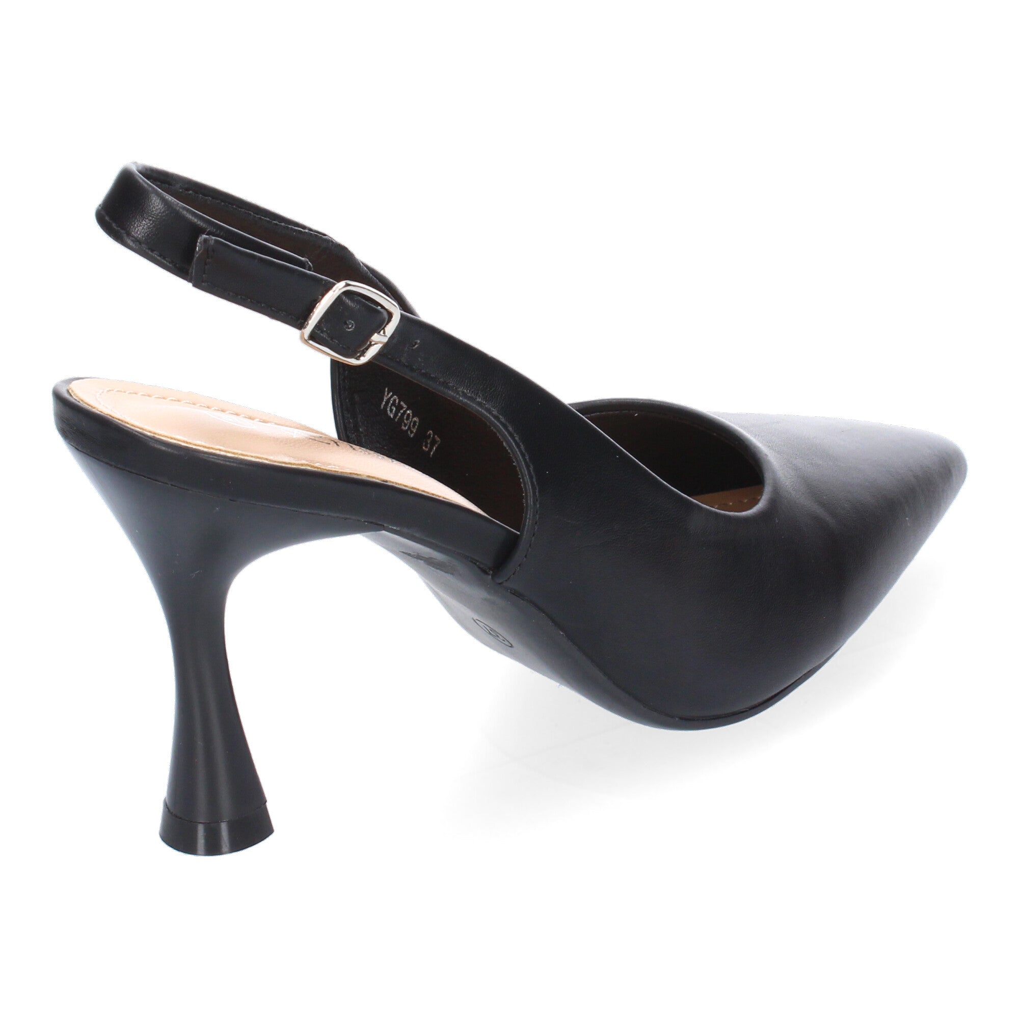 Zapato Negro Salón con Tacon Fino Y Punta Fina Para Mujer
