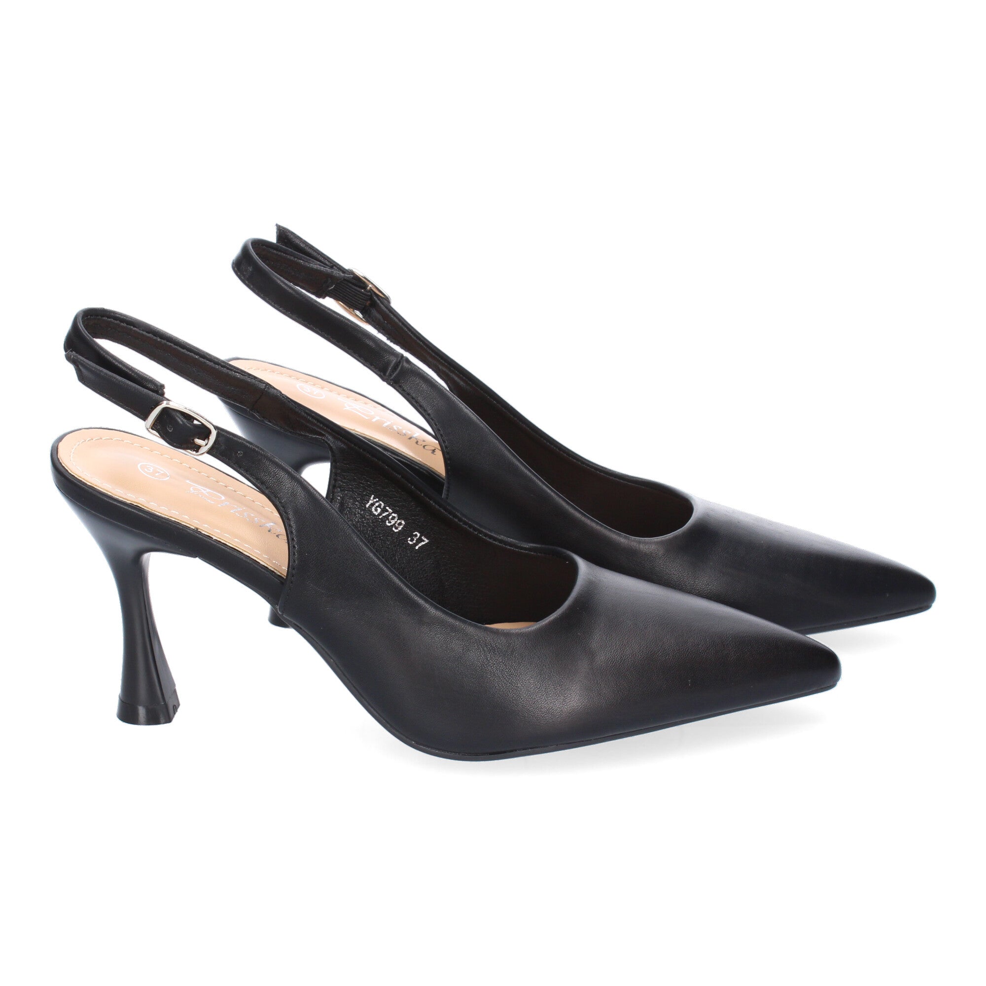 Zapato Negro Salón con Tacon Fino Y Punta Fina Para Mujer