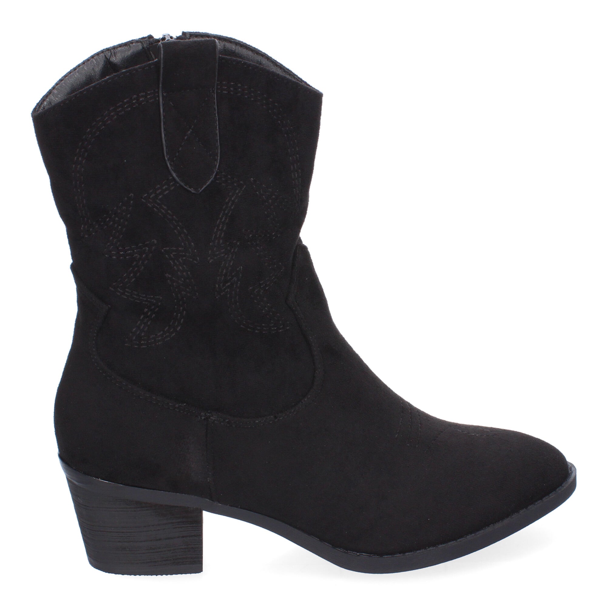 Botin tacón negro con detalle bordado
