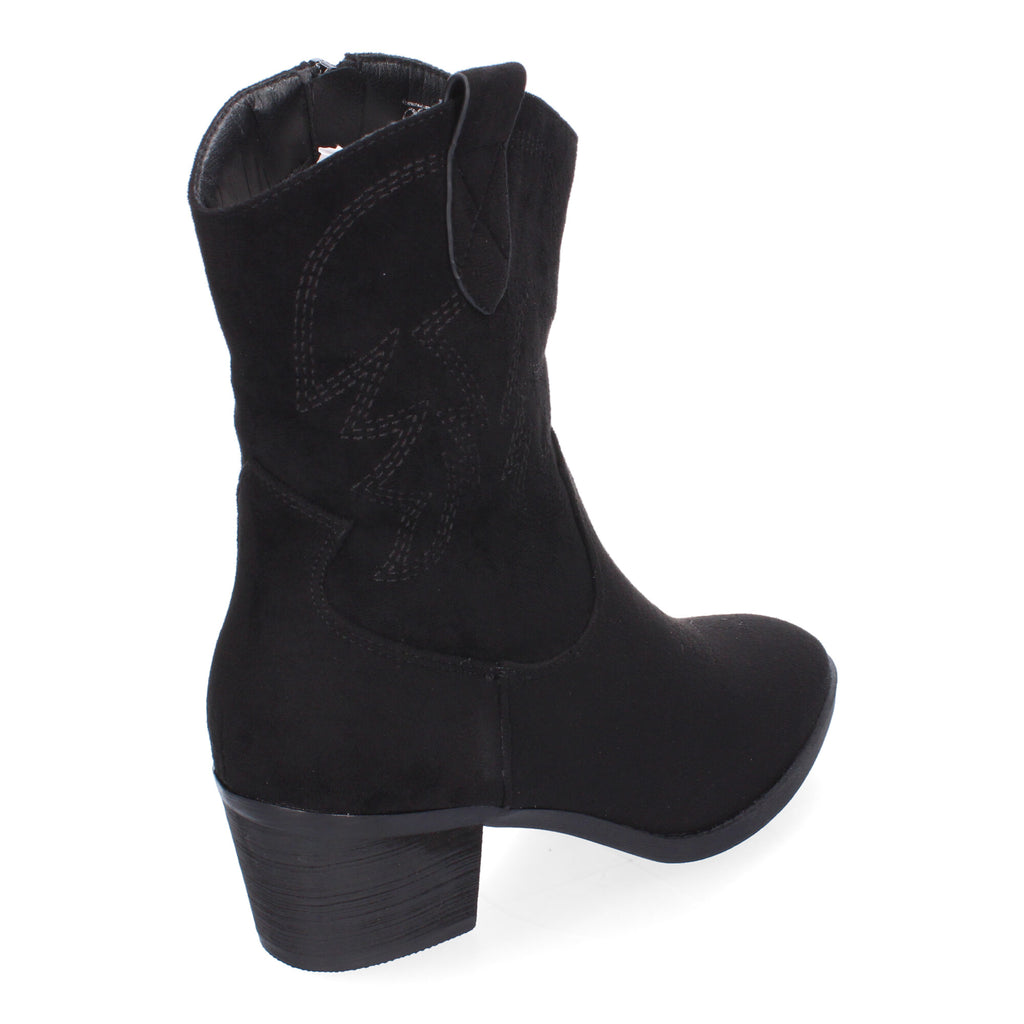 Botin tacón negro con detalle bordado
