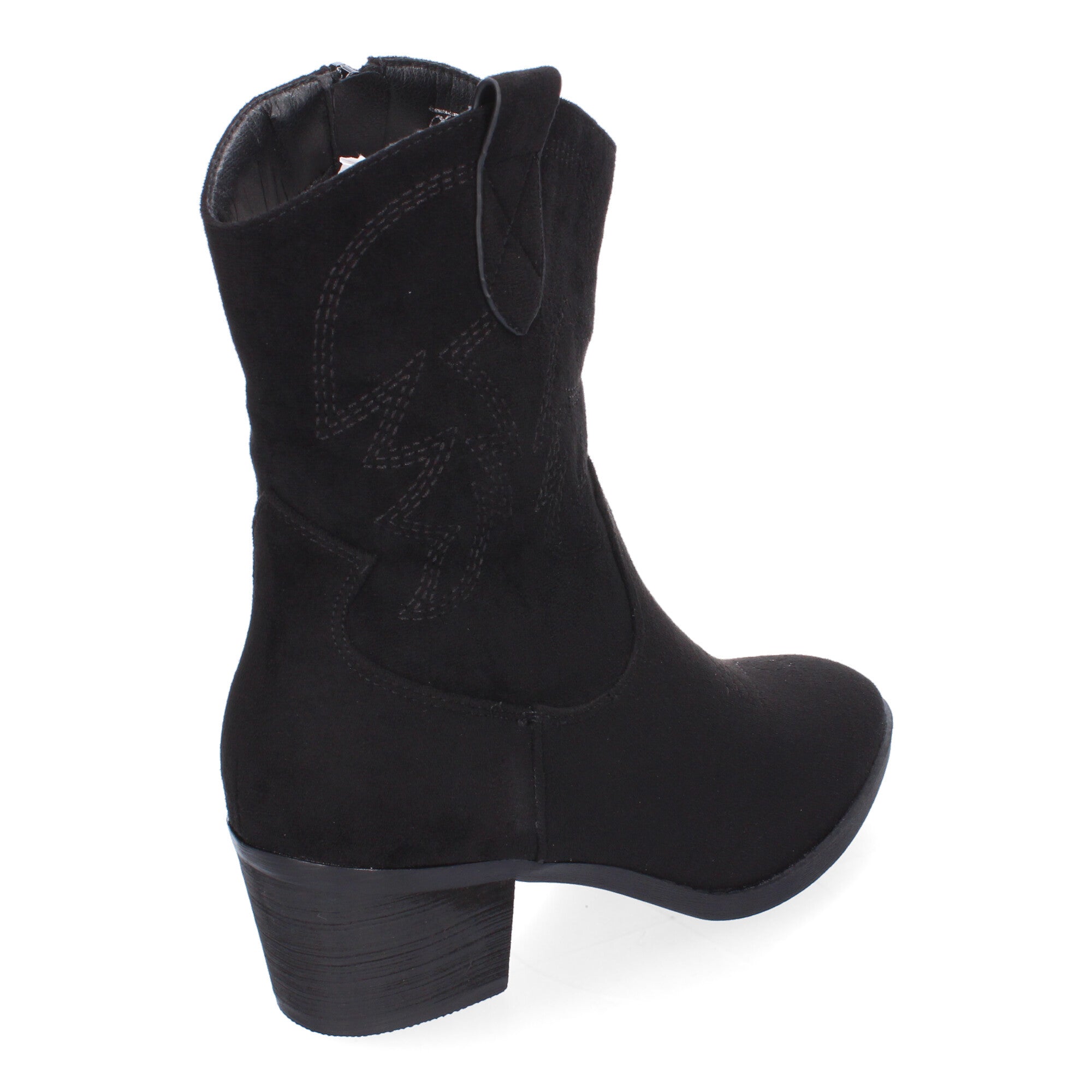 Botin tacón negro con detalle bordado