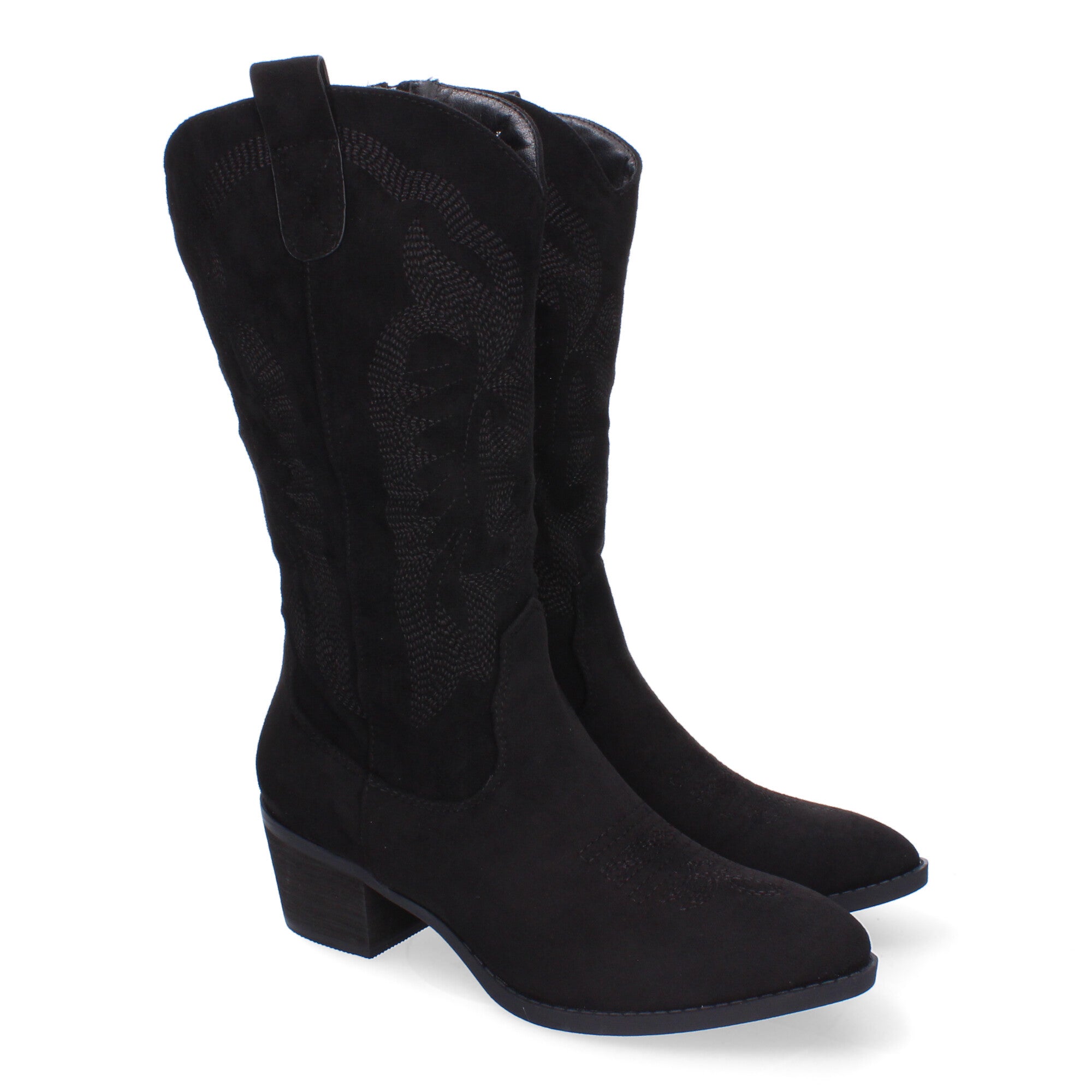 Bota de Tacón Campero para Mujer con Bordado en la Caña