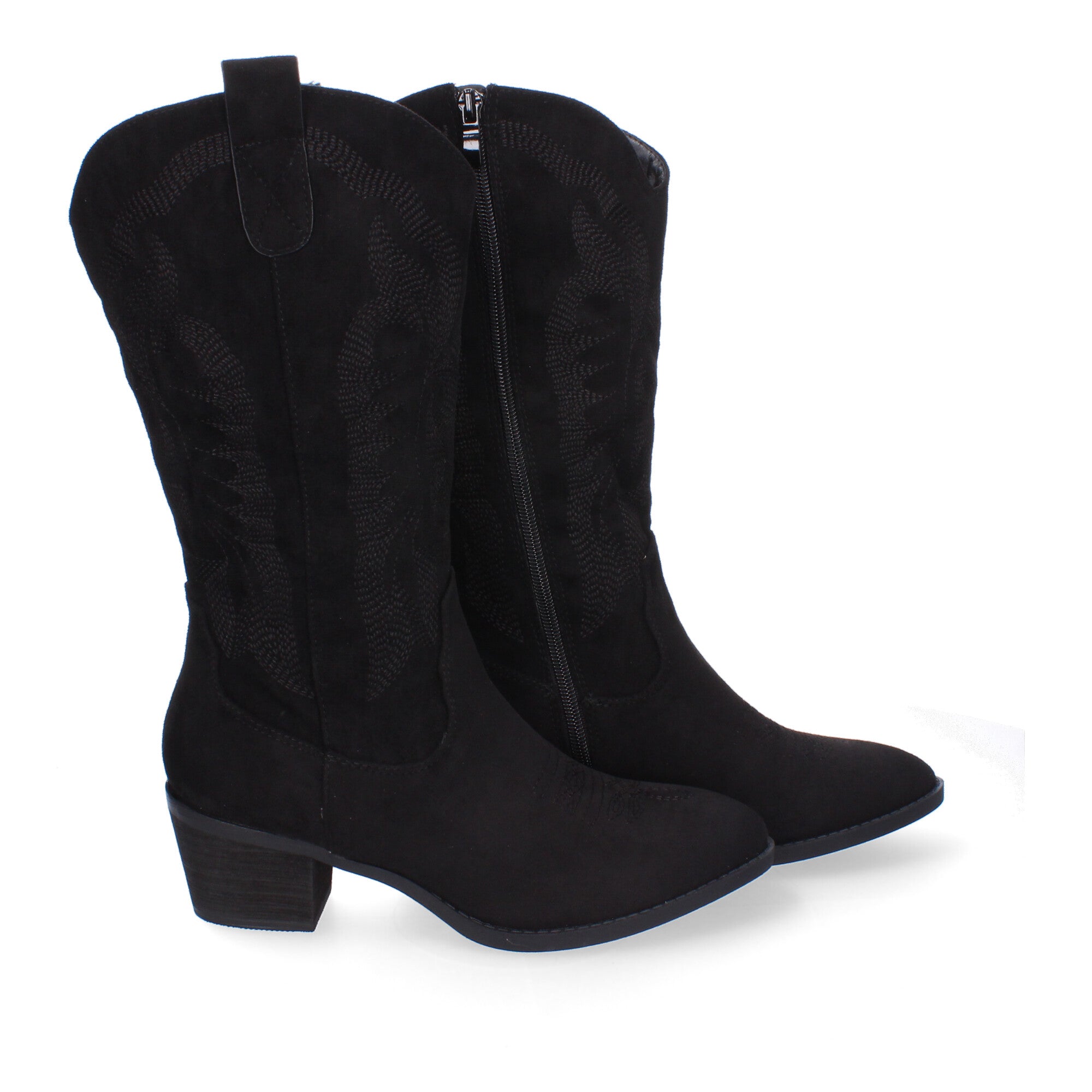 Bota de Tacón Campero para Mujer con Bordado en la Caña