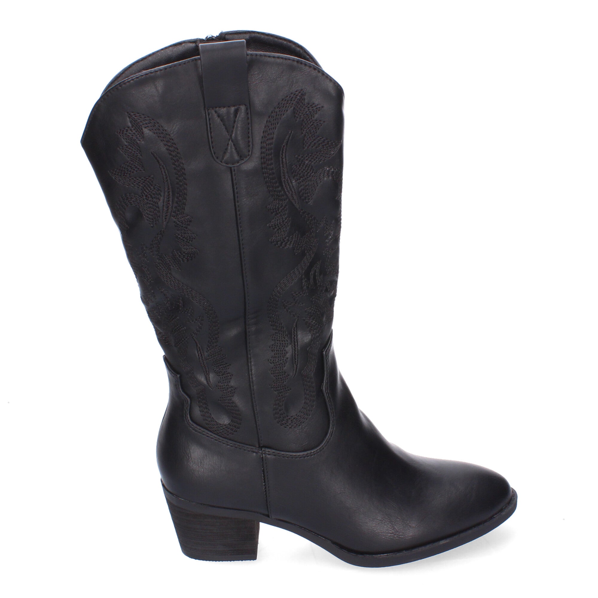Bota Campera para Mujer con Bordados, Punta Redonda y Cremallera