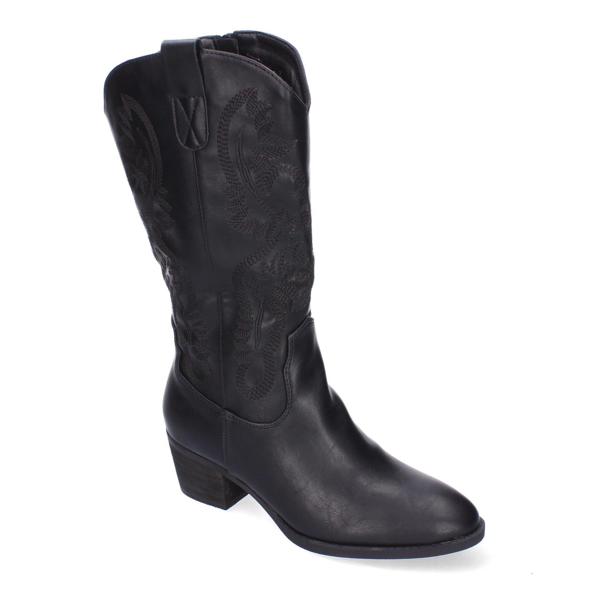 Bota Campera para Mujer con Bordados, Punta Redonda y Cremallera