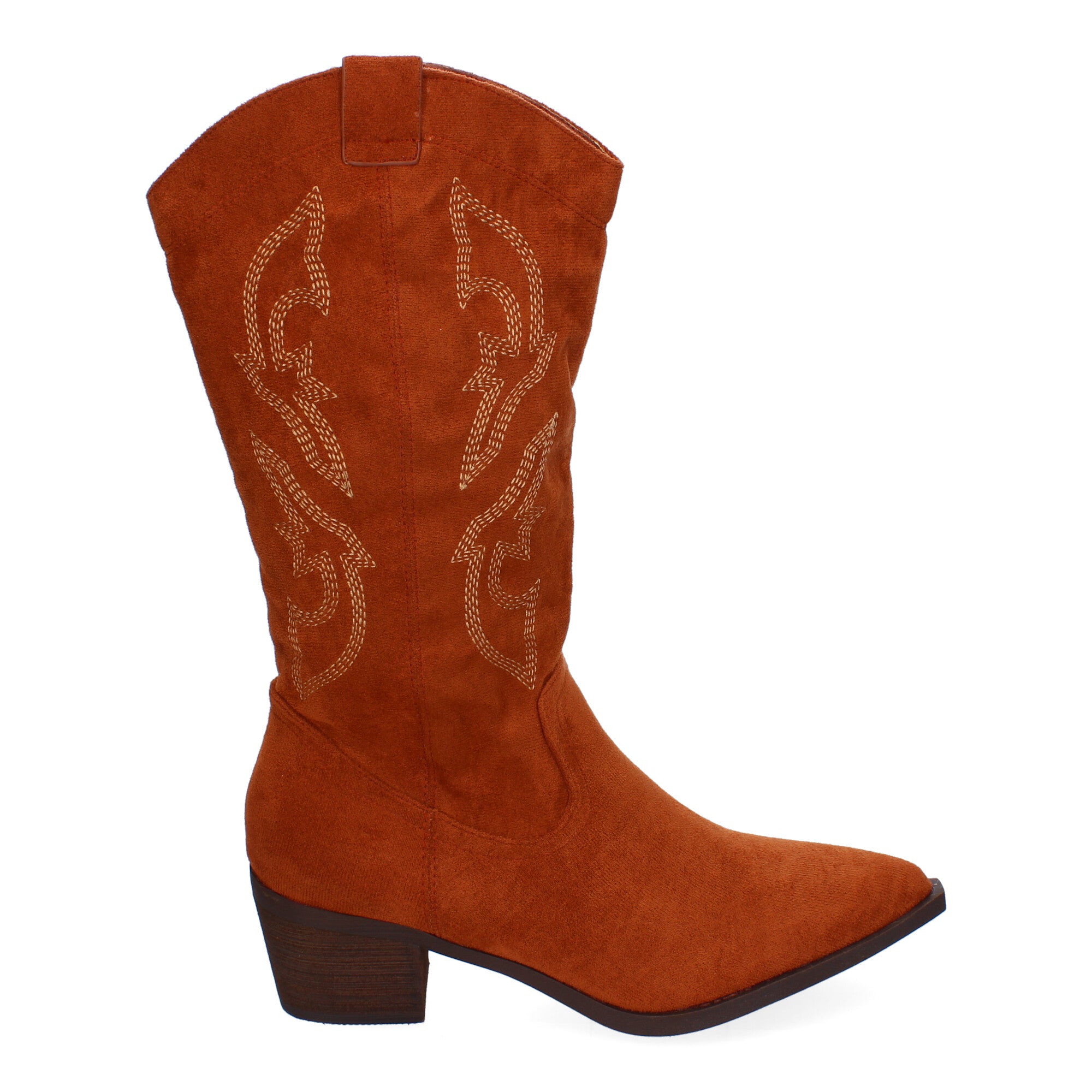 Bota Campera para Mujer con Bordados, Punta Redonda y Cremallera