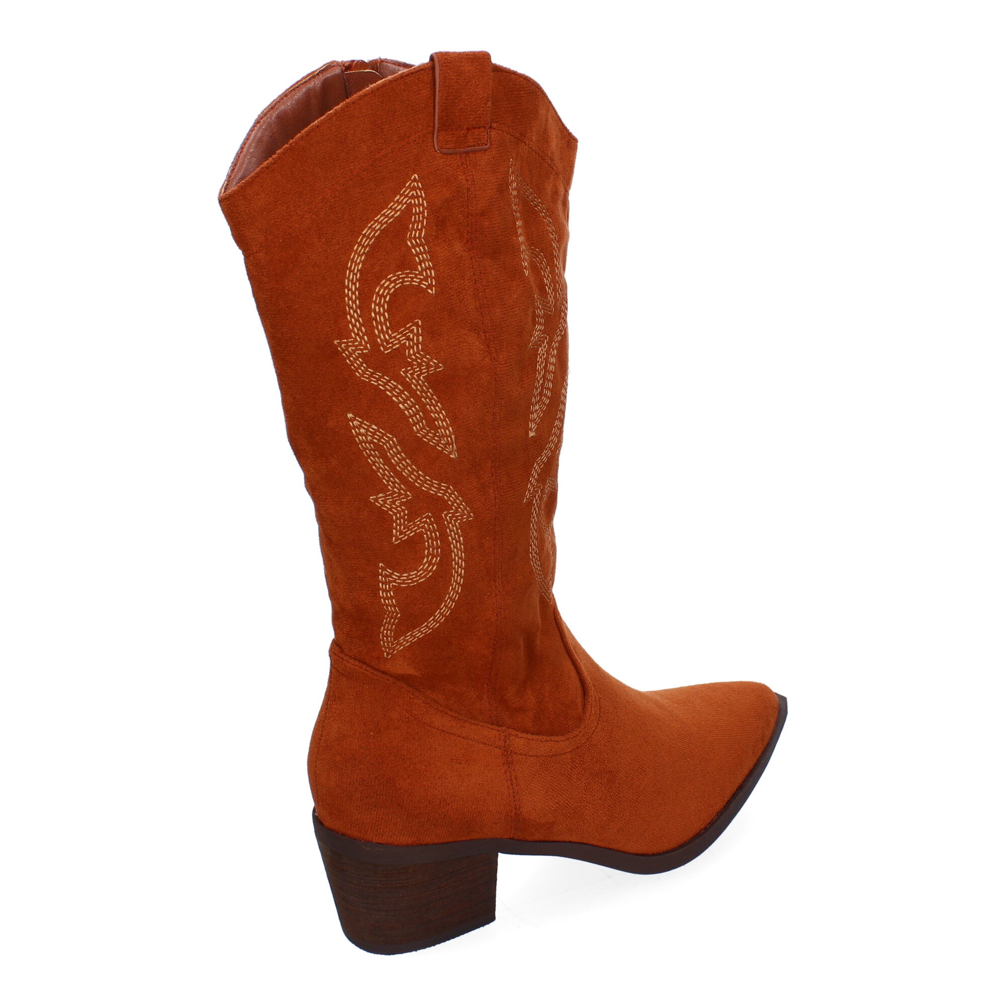 Bota Campera para Mujer con Bordados, Punta Redonda y Cremallera