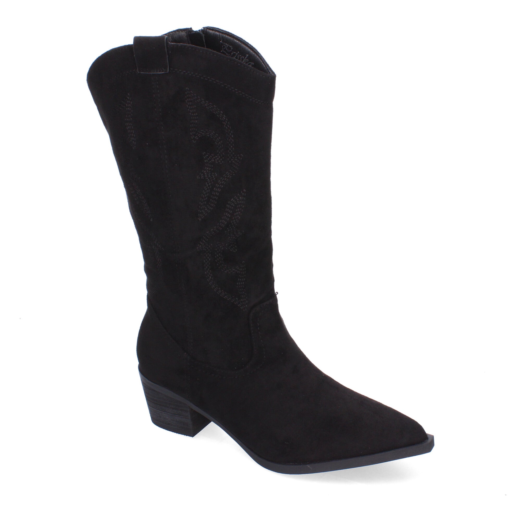 Bota Campera para Mujer con Bordados, Punta Redonda y Cremallera