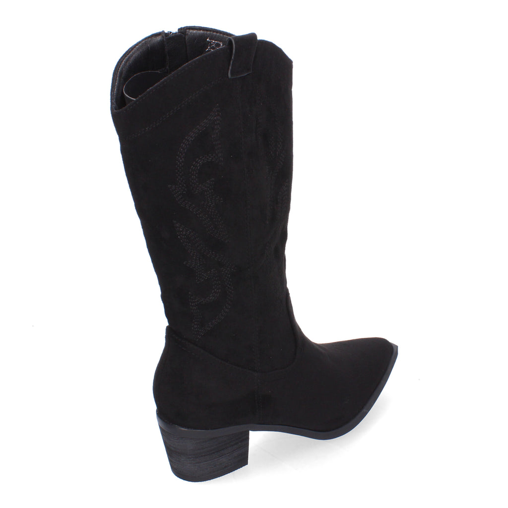Bota Campera para Mujer con Bordados, Punta Redonda y Cremallera