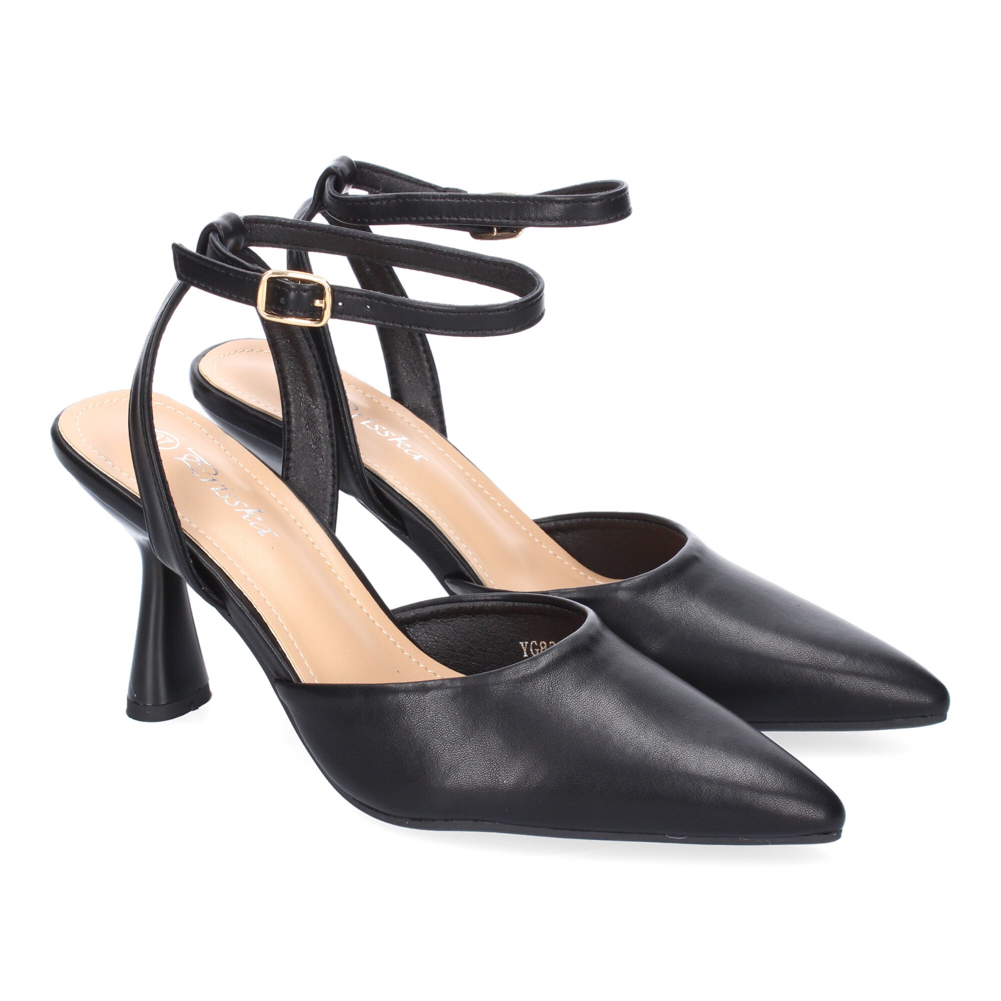 Zapato Negro Salón con Tacon Fino Y Punta Fina Para Mujer