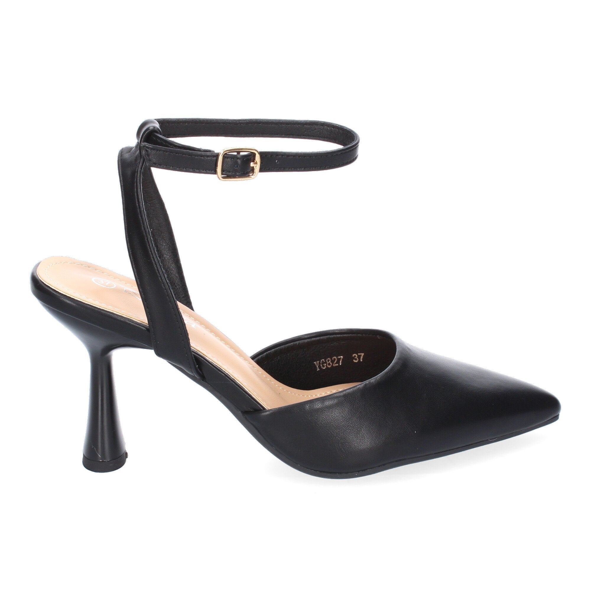 Zapato Negro Salón con Tacon Fino Y Punta Fina Para Mujer