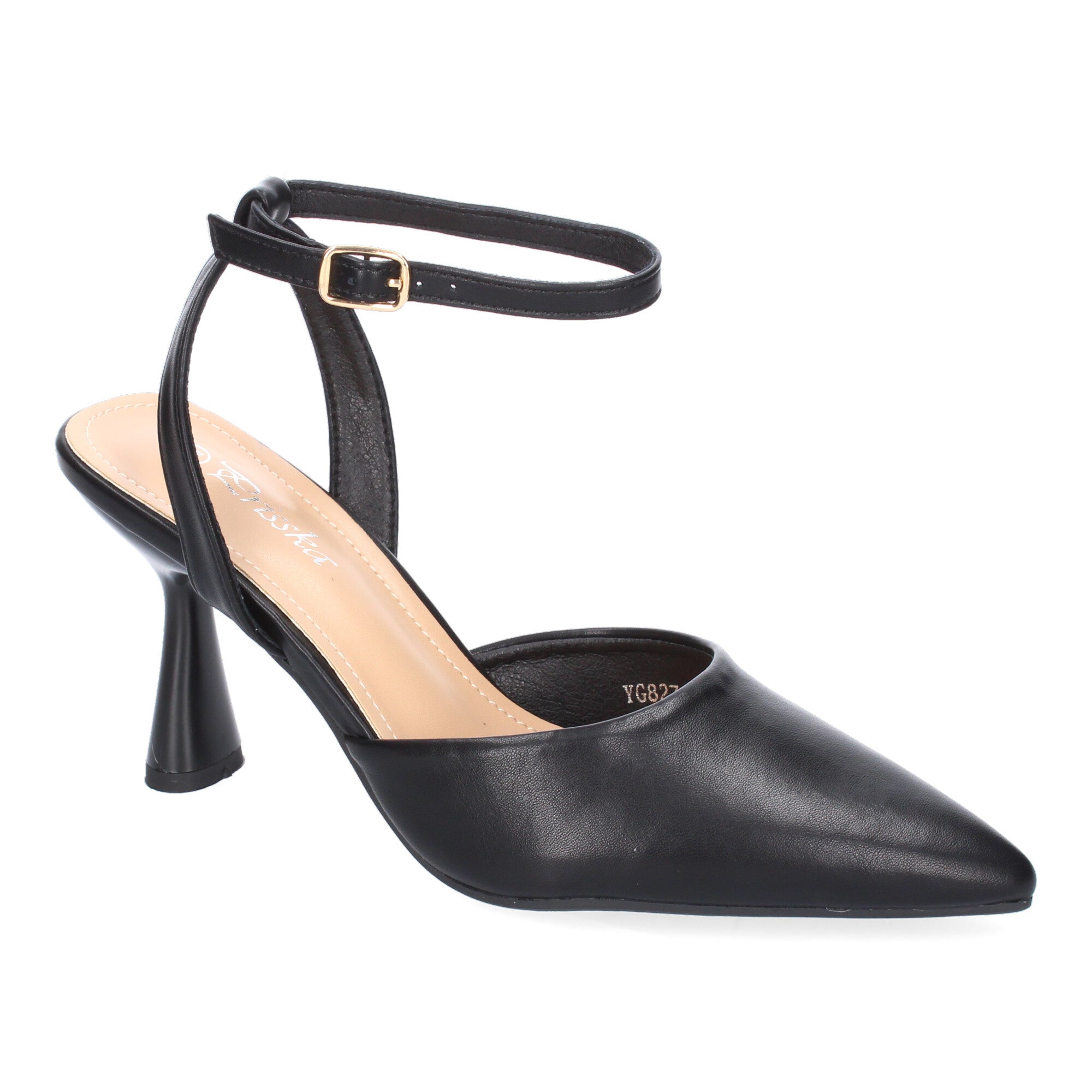 Zapato Negro Salón con Tacon Fino Y Punta Fina Para Mujer