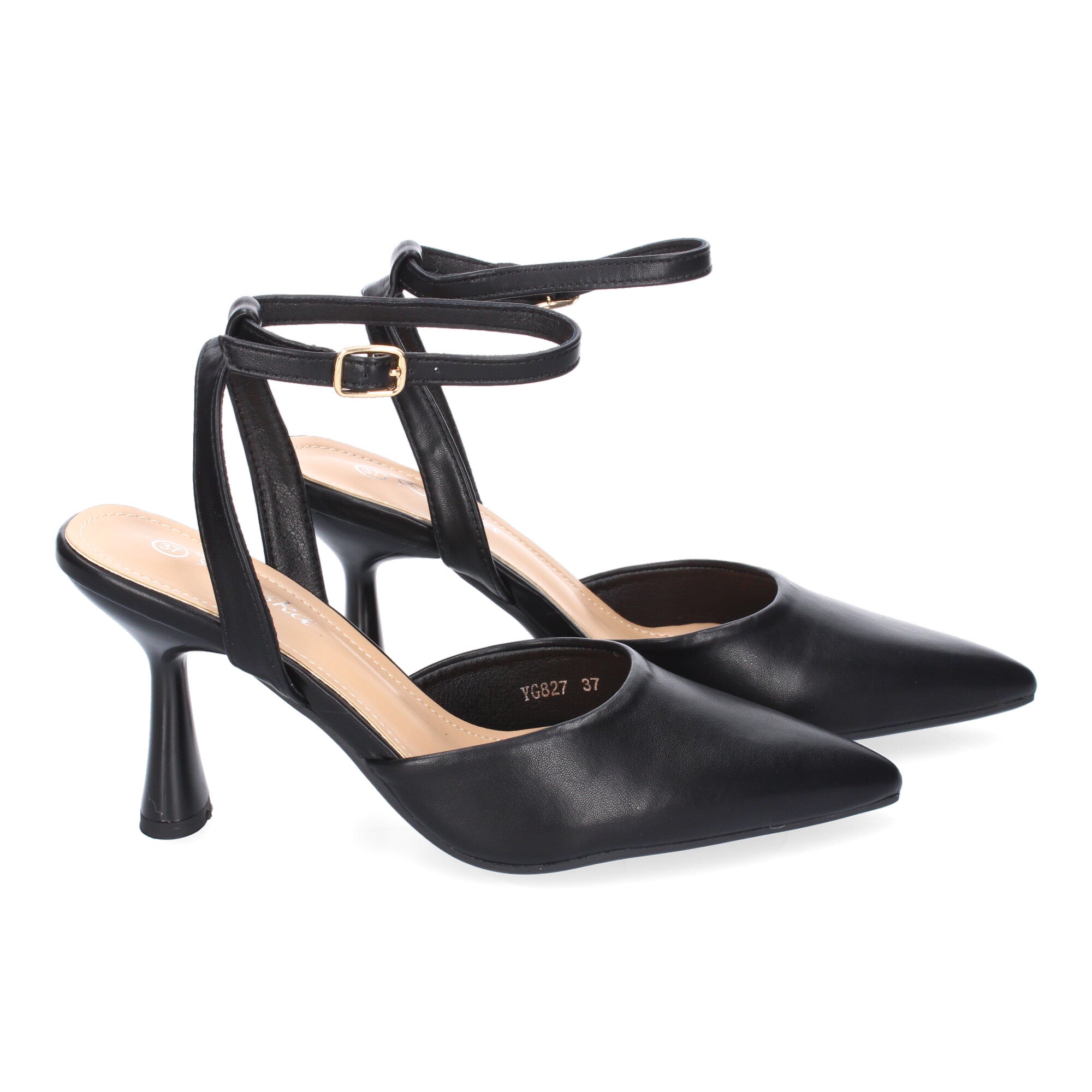 Zapato Negro Salón con Tacon Fino Y Punta Fina Para Mujer