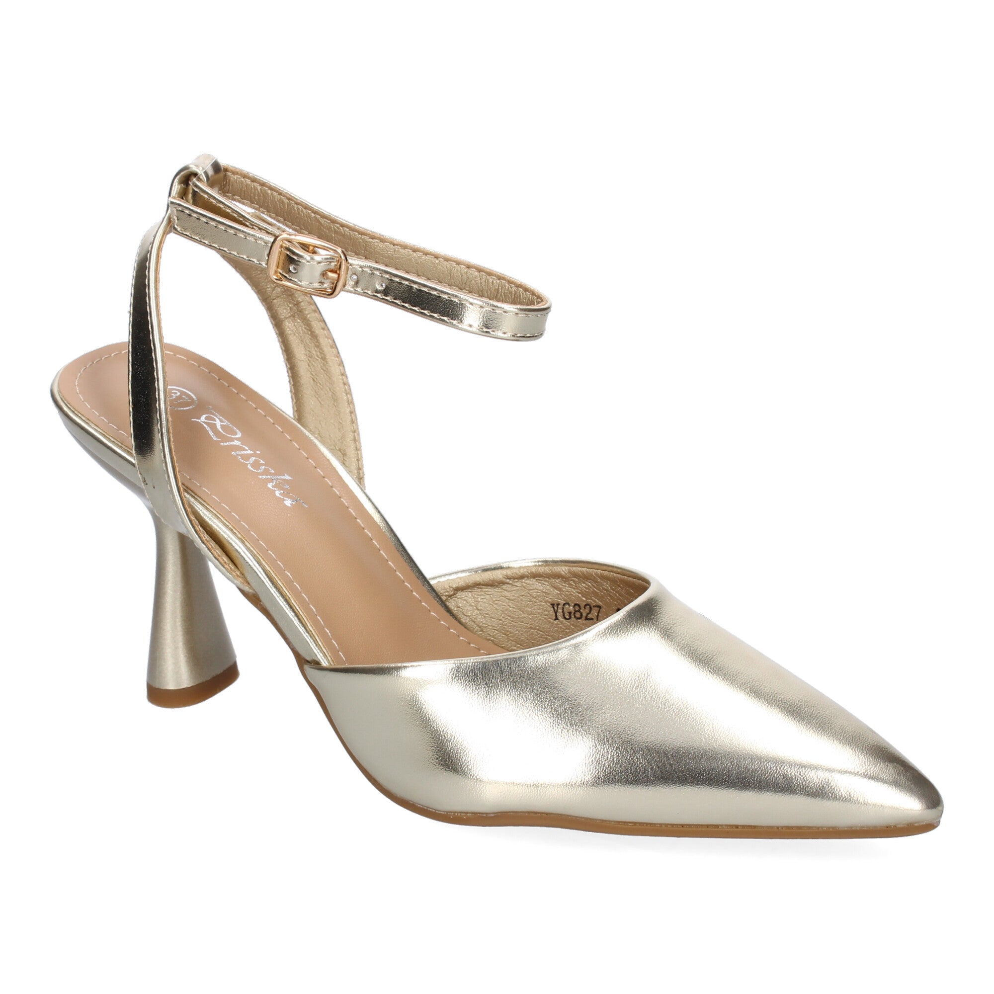 Zapato  Dorado  Salón con Tacon Fino Y Punta Fina Para Mujer