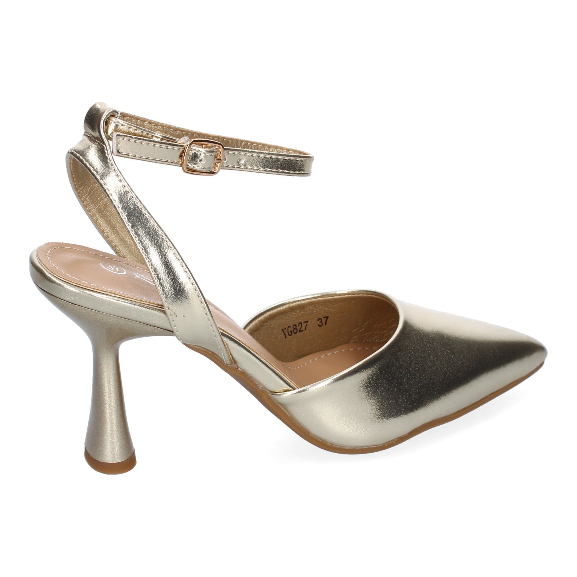 Zapato  Dorado  Salón con Tacon Fino Y Punta Fina Para Mujer