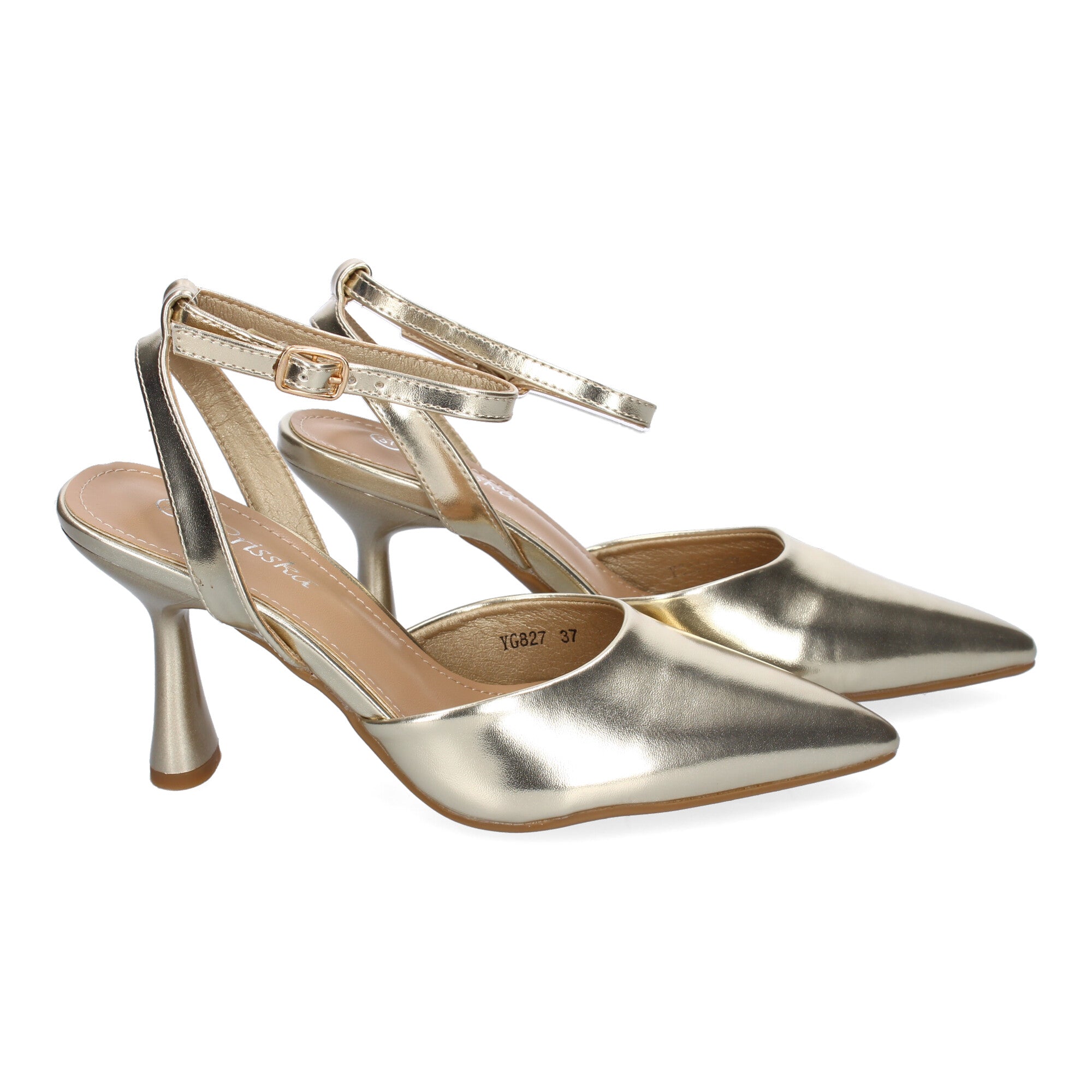 Zapato  Dorado  Salón con Tacon Fino Y Punta Fina Para Mujer