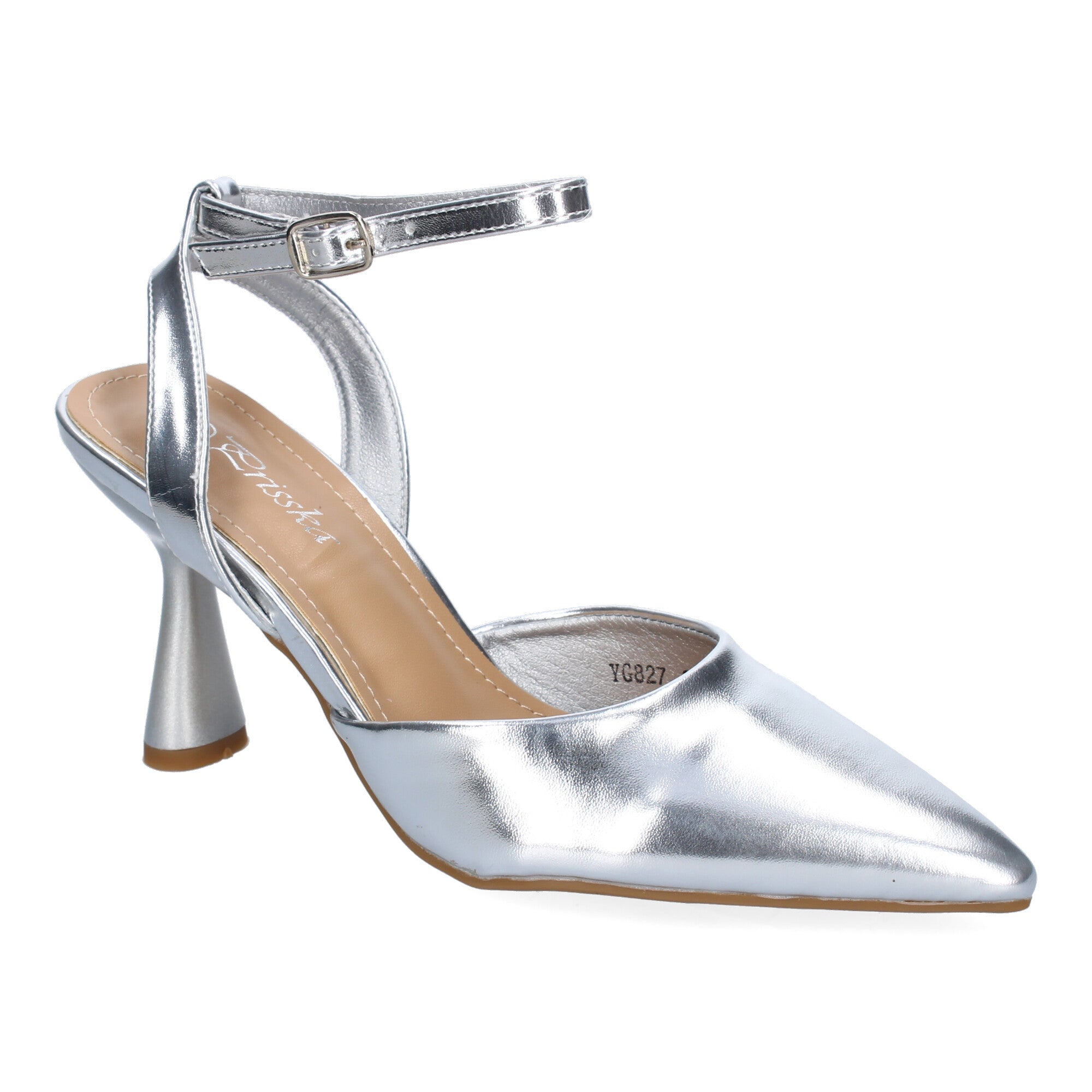 Zapato Plateado  Salón con Tacon Fino Y Punta Fina Para Mujer