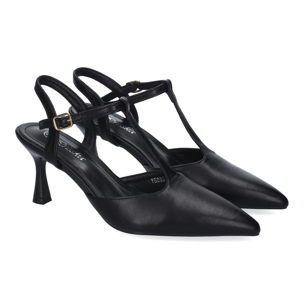 Zapato Elegante Negro Salón con Tacon Fino Y Punta Fina Para Mujer