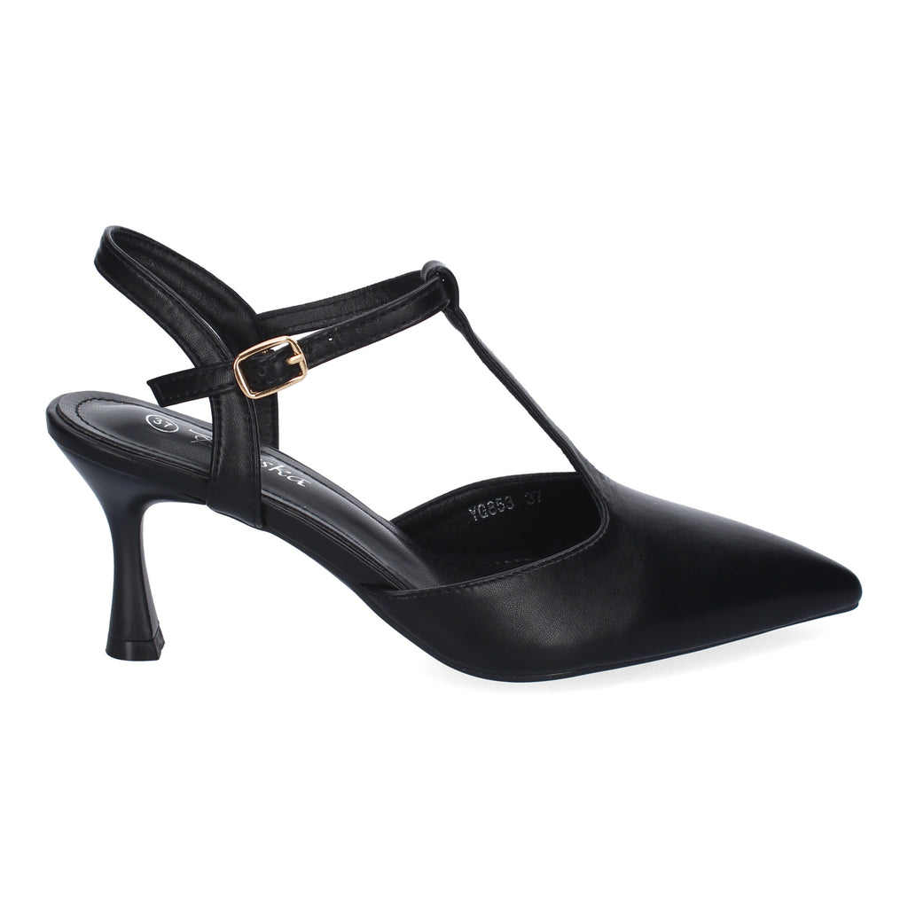 Zapato Elegante Negro Salón con Tacon Fino Y Punta Fina Para Mujer