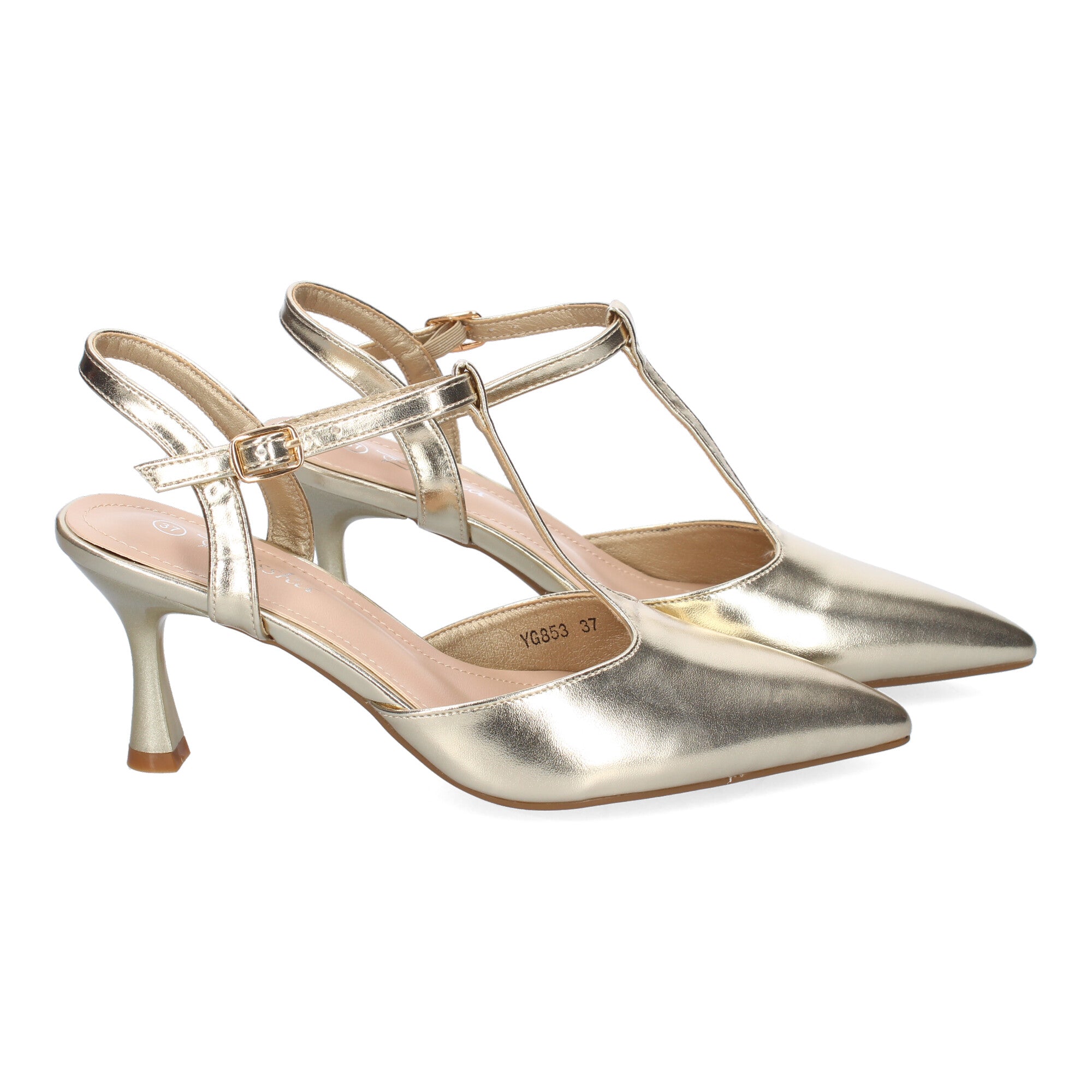 Zapato Moderno Dorado  Salón con Tacon Fino Y Punta Fina Para Mujer