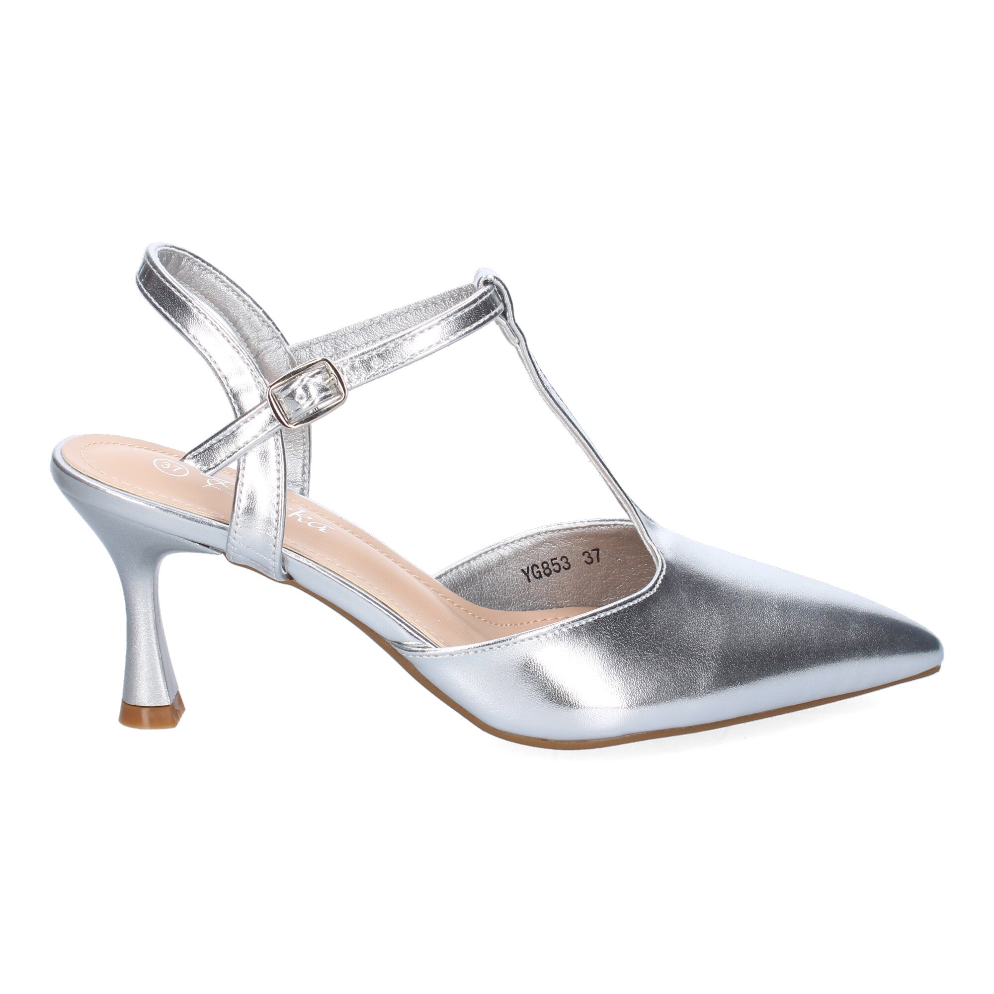 Zapato Moderno Plateado  Salón con Tacon Fino Y Punta Fina Para Mujer