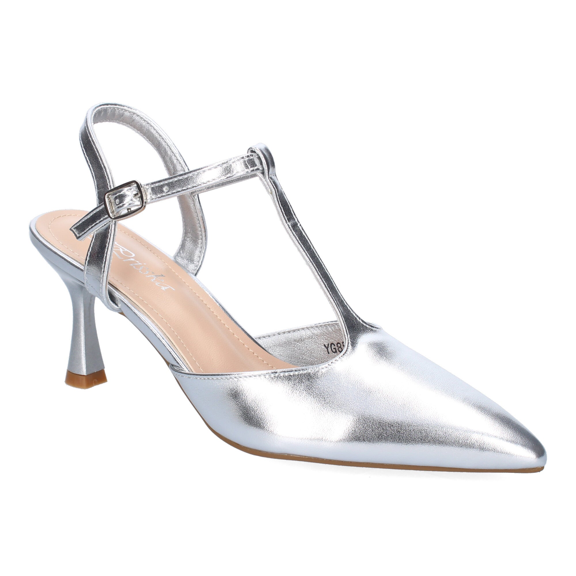 Zapato Moderno Plateado  Salón con Tacon Fino Y Punta Fina Para Mujer