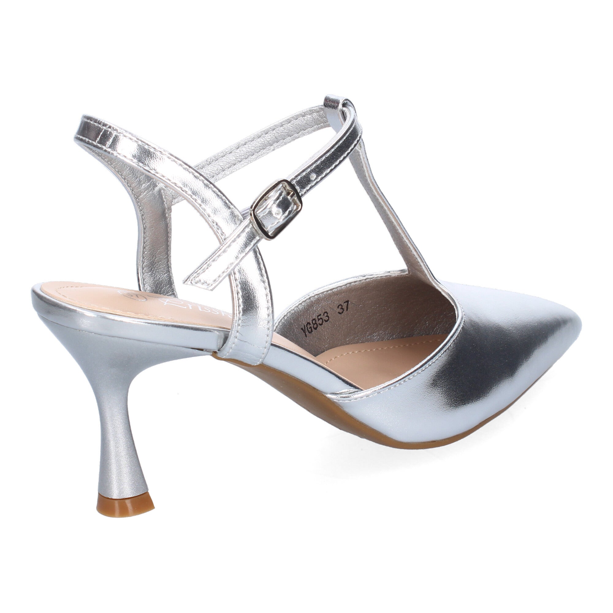 Zapato Moderno Plateado  Salón con Tacon Fino Y Punta Fina Para Mujer
