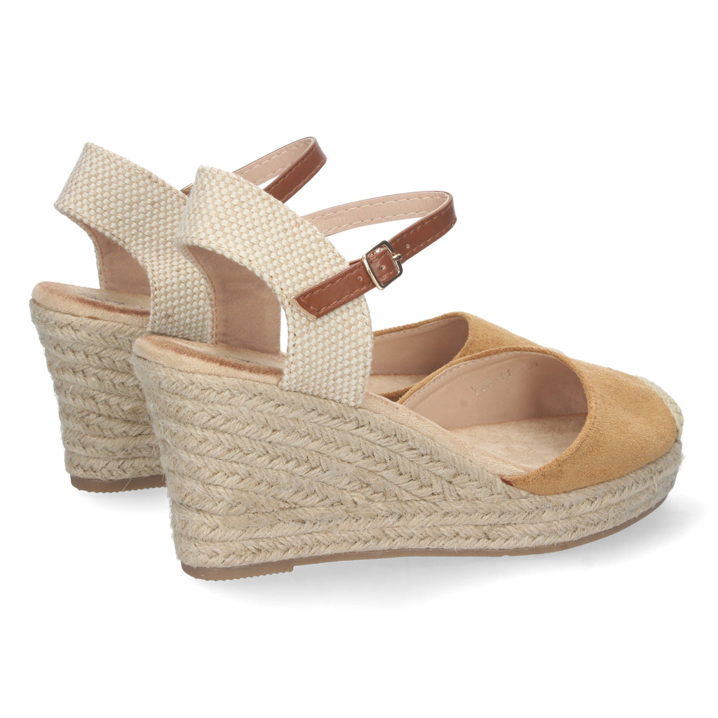 Sandalia de Plataforma con Yute para Mujer con Pala Cerrada y Hebilla en el Tobillo – Elegante y Cómoda