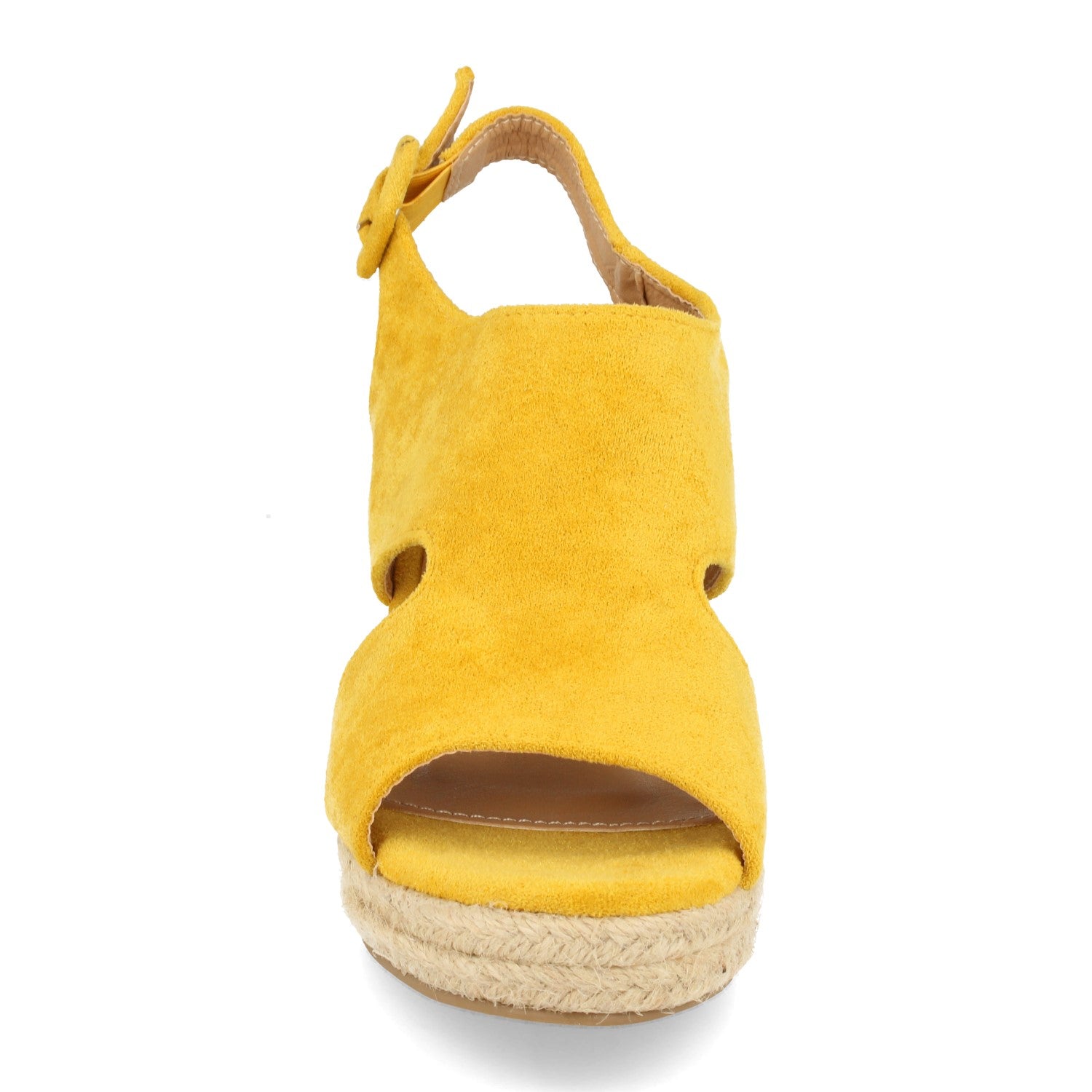 Sandalias de Mujer con Cuña de Yute, Talón y Puntera Abiertos y Hebilla en el Tobillo