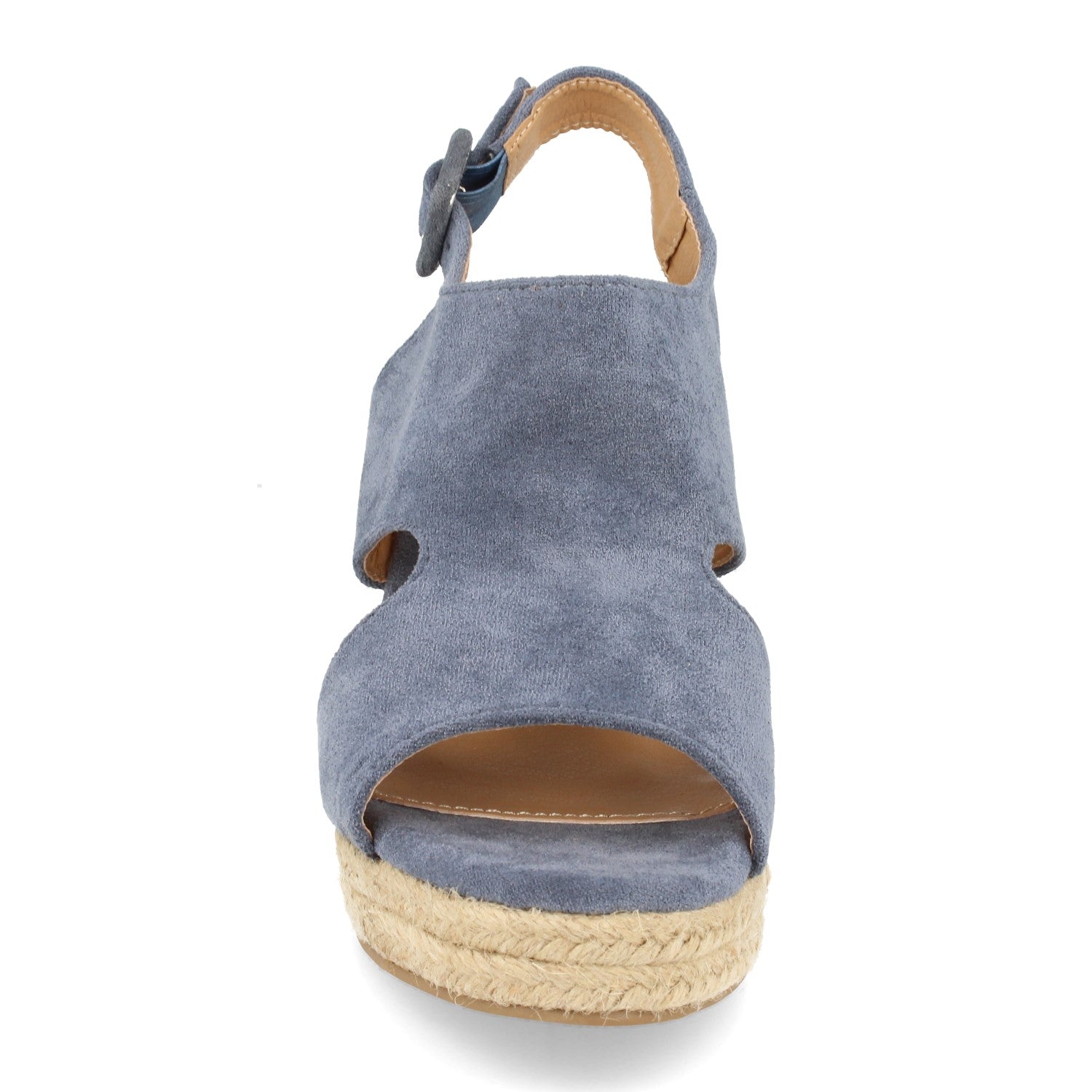 Sandalias de Mujer con Cuña de Yute, Talón y Puntera Abiertos y Hebilla en el Tobillo