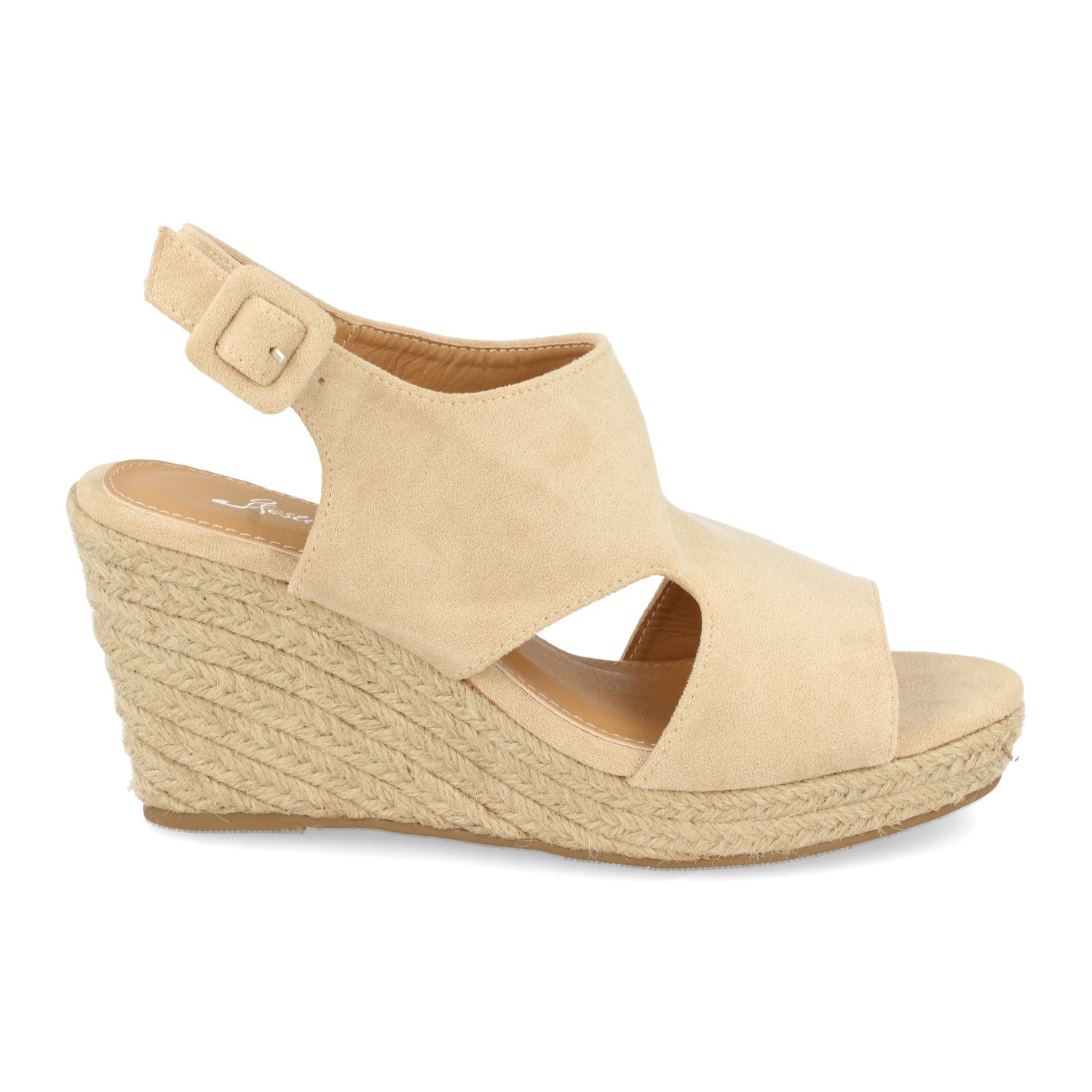 Sandalias de Mujer con Cuña de Yute, Talón y Puntera Abiertos y Hebilla en el Tobillo