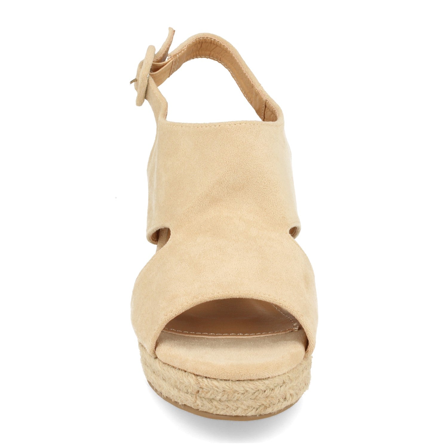 Sandalias de Mujer con Cuña de Yute, Talón y Puntera Abiertos y Hebilla en el Tobillo