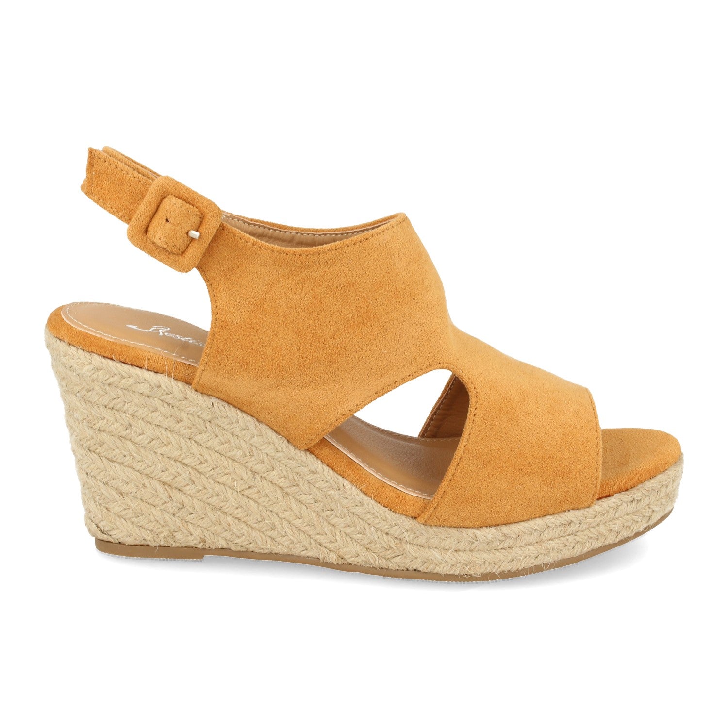 Sandalias de Mujer con Cuña de Yute, Talón y Puntera Abiertos y Hebilla en el Tobillo