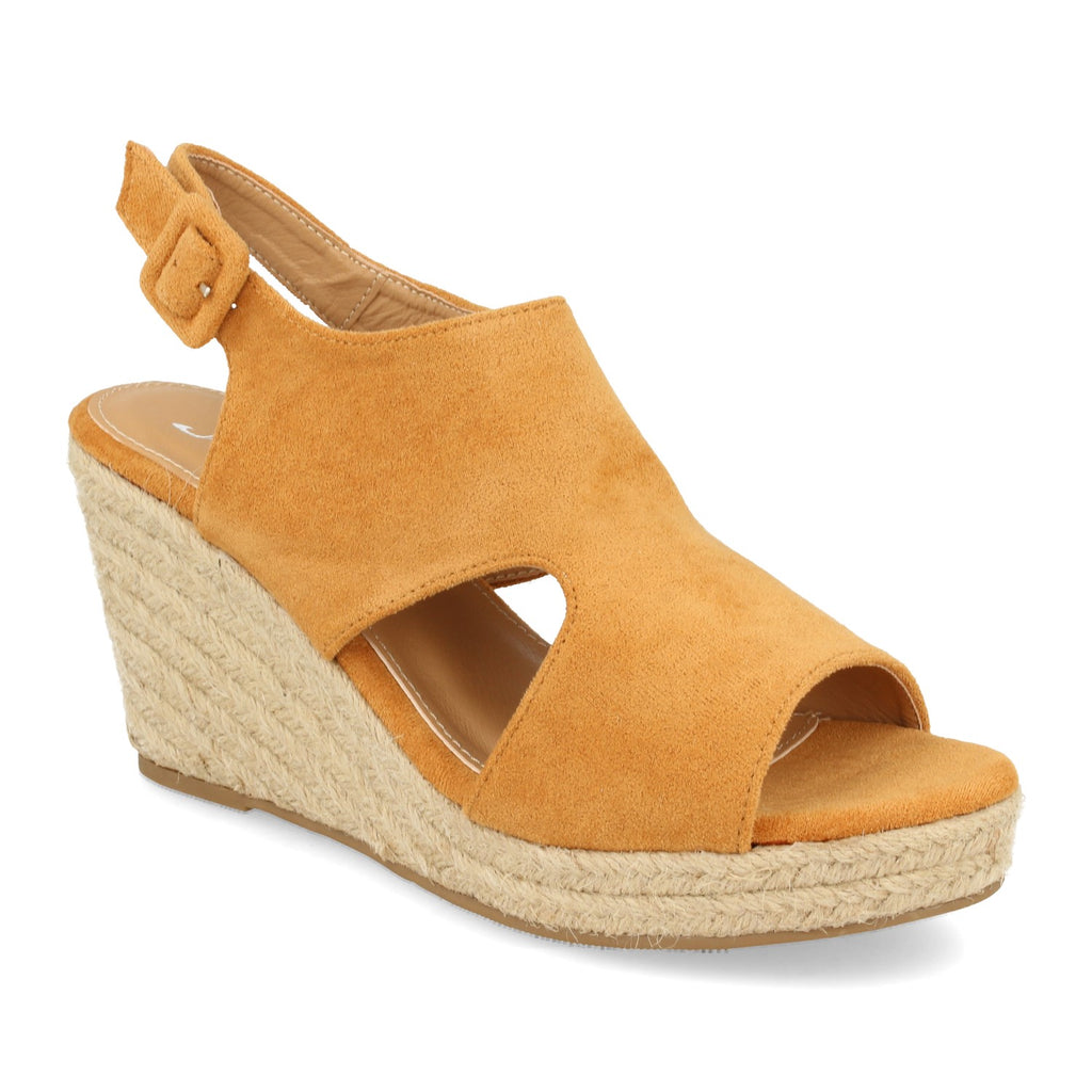 Sandalias de Mujer con Cuña de Yute, Talón y Puntera Abiertos y Hebilla en el Tobillo