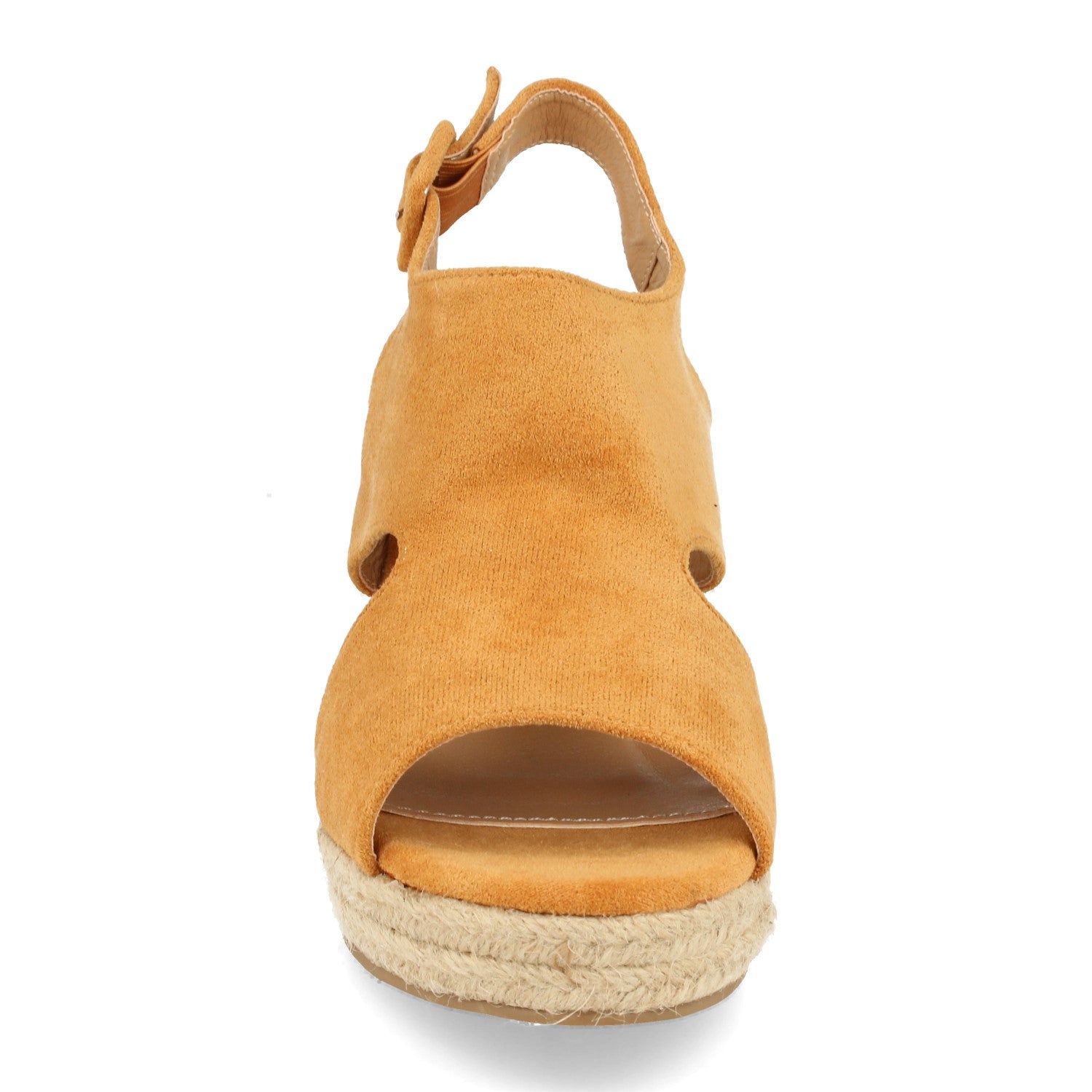 Sandalias de Mujer con Cuña de Yute, Talón y Puntera Abiertos y Hebilla en el Tobillo
