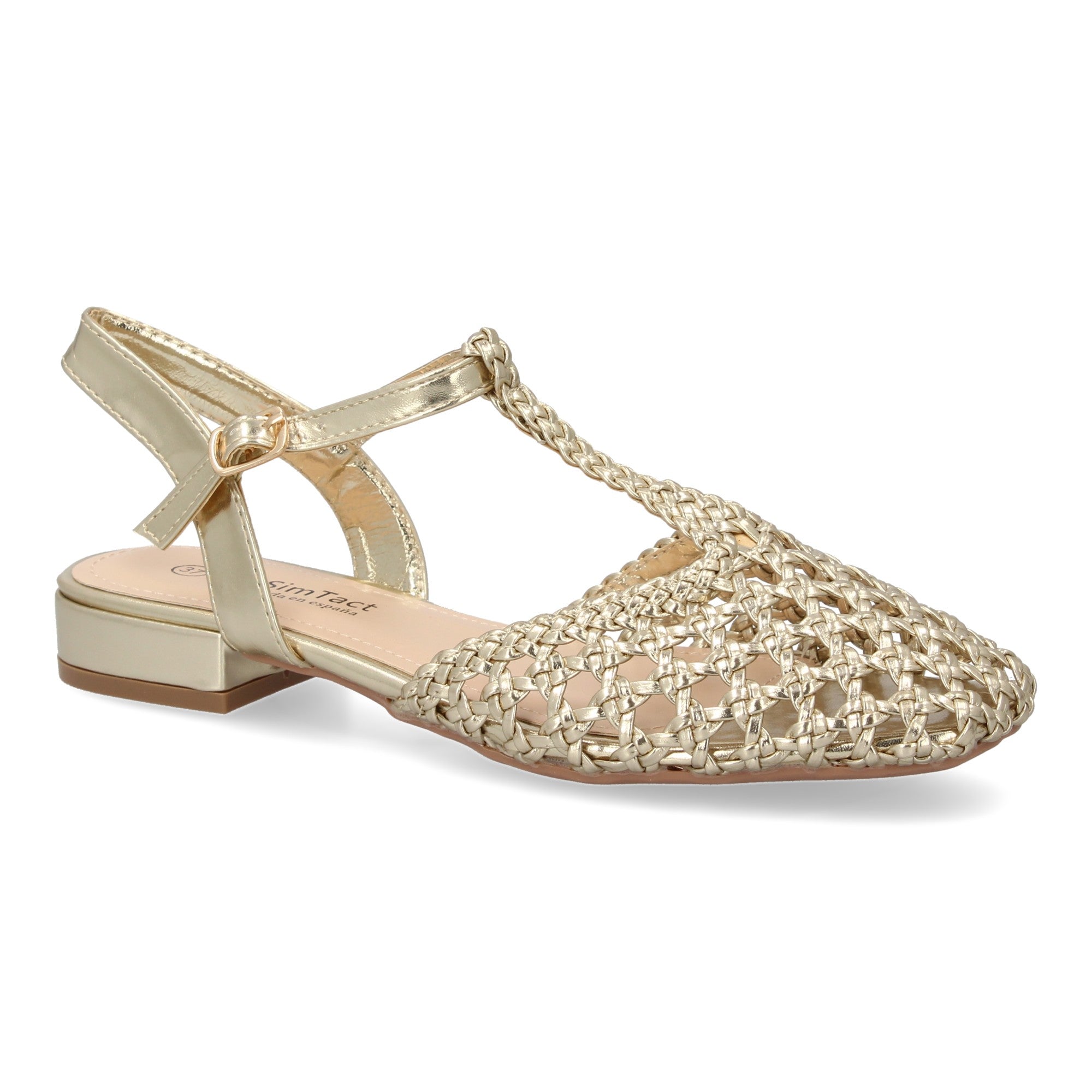 Sandalias Planas de Mujer Comodas y Elegantes con Diseño Trenzado y Cierre de Hebilla